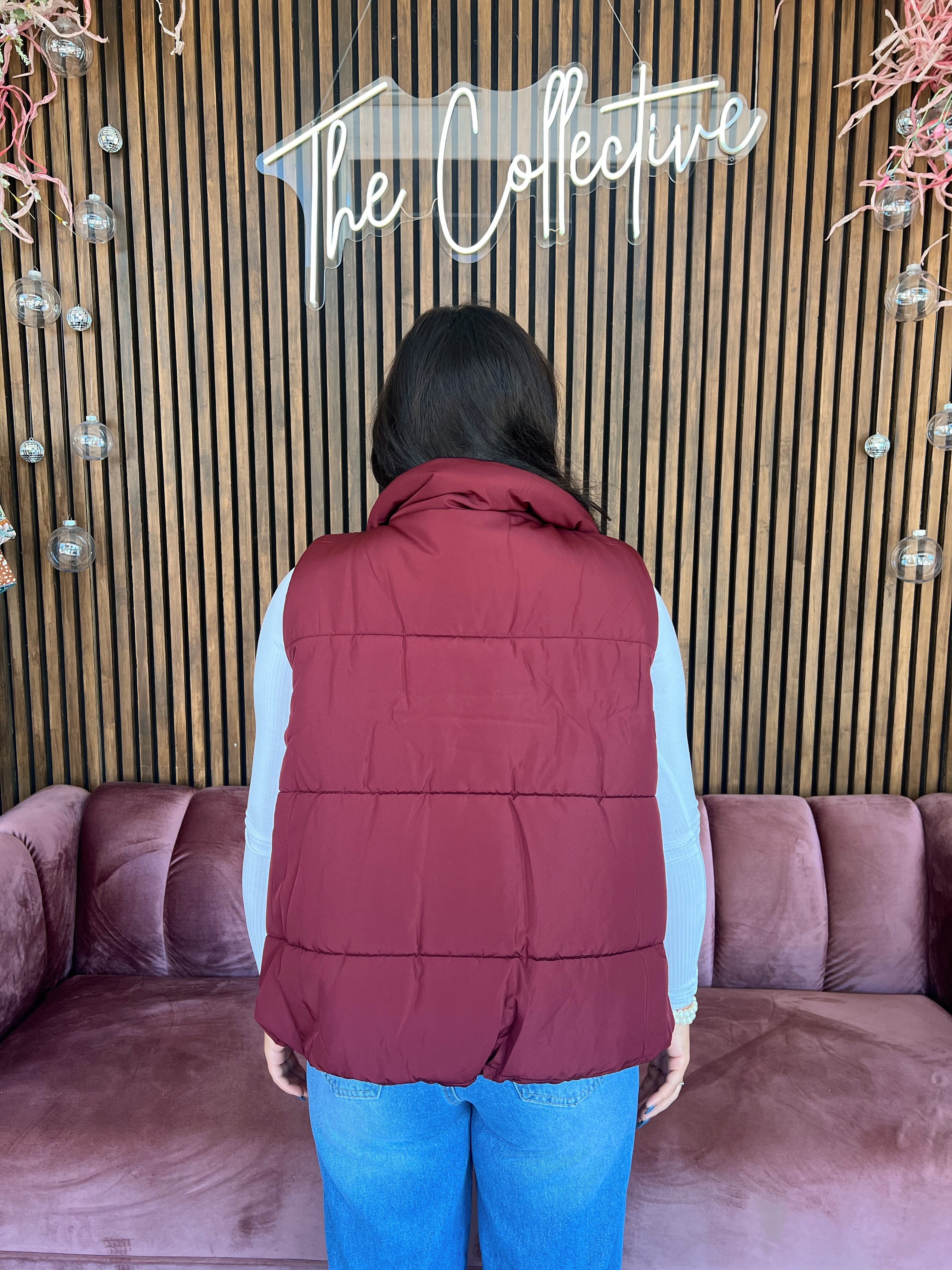 Puffer Vest- Burgundy