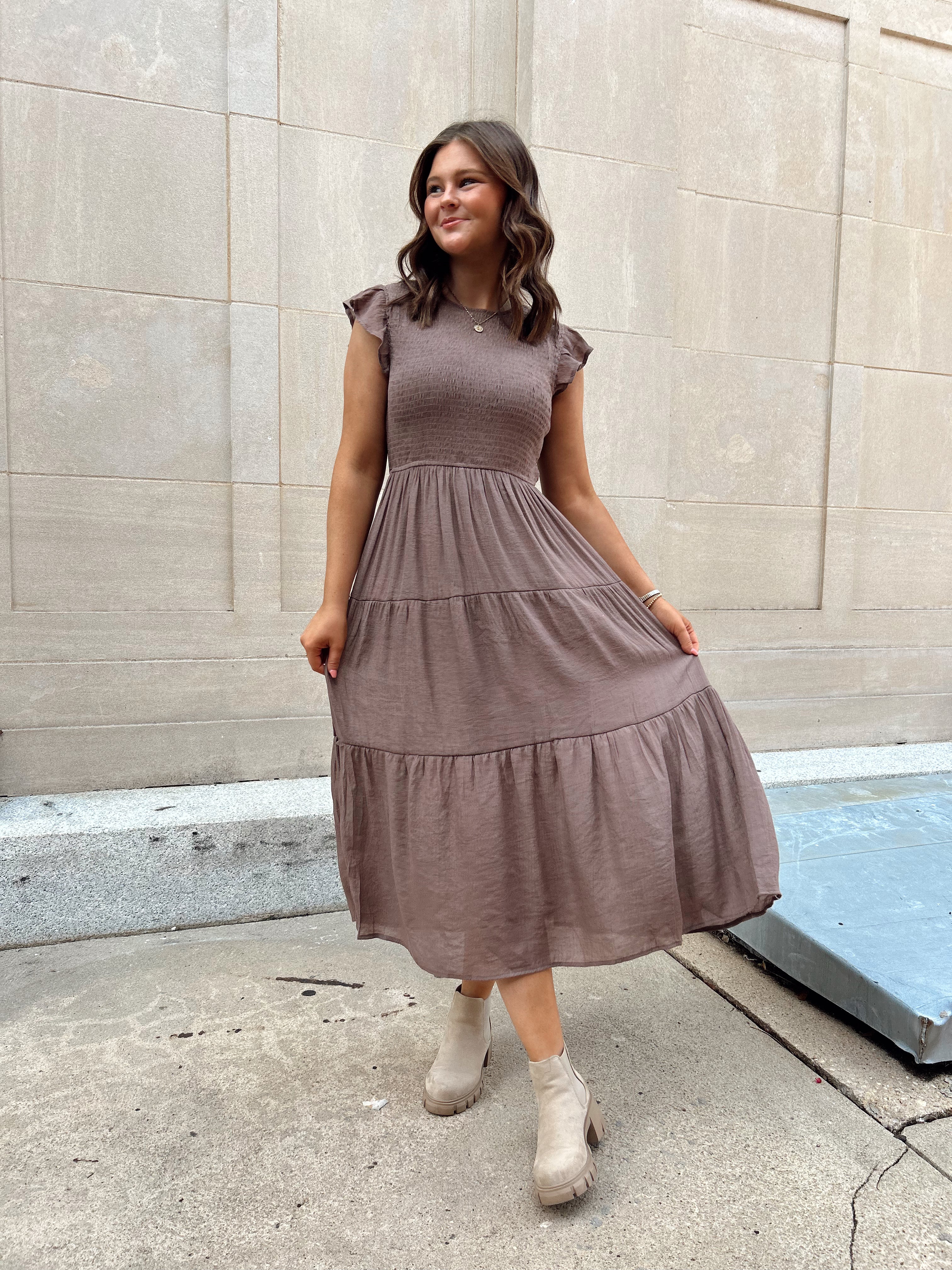 City Life Dress- Mocha (S-3X)