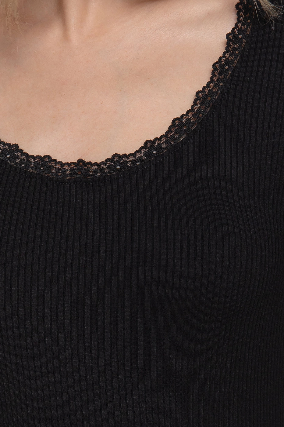 Lace Trim Top- Black