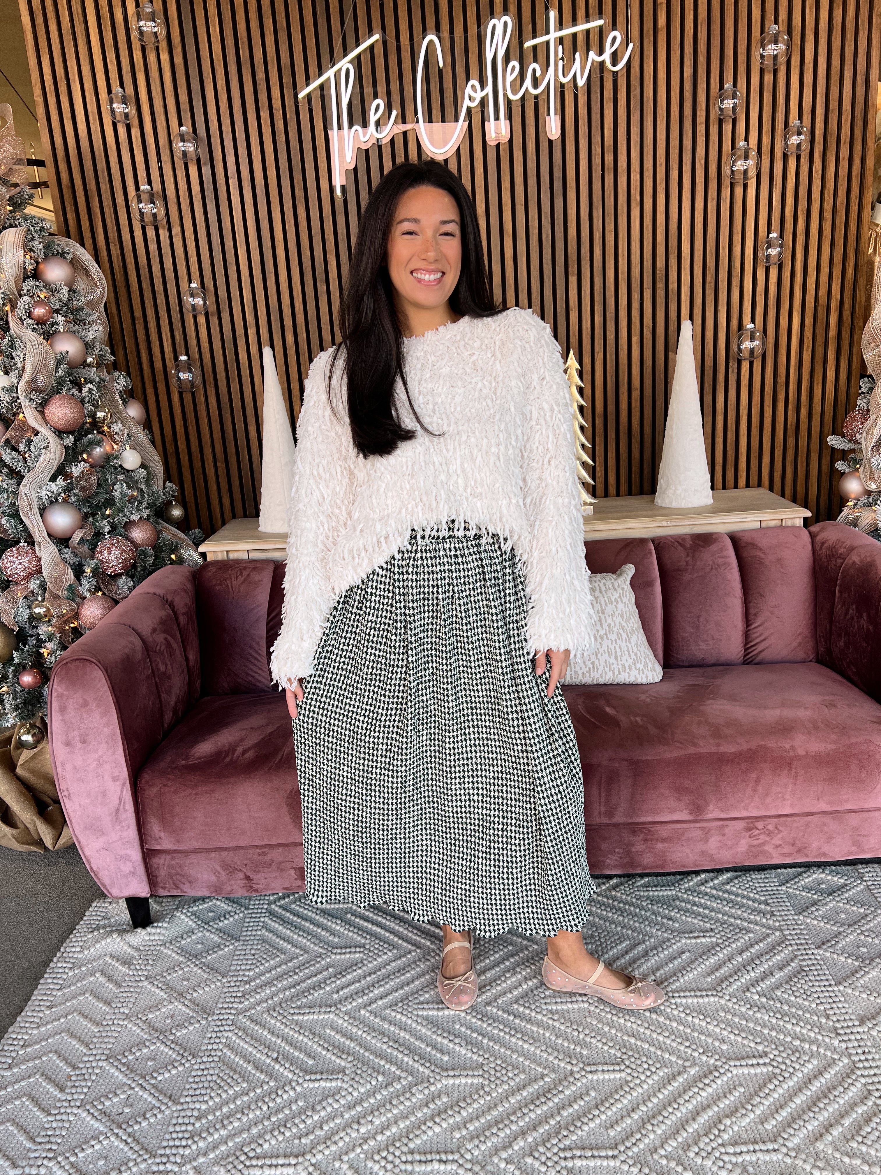 Check Print Maxi Skirt- Green