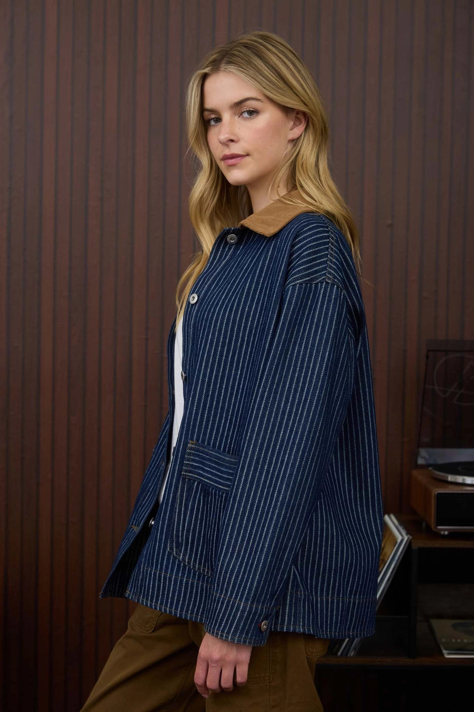 PREORDER: Stripe Corduroy Denim Jacket