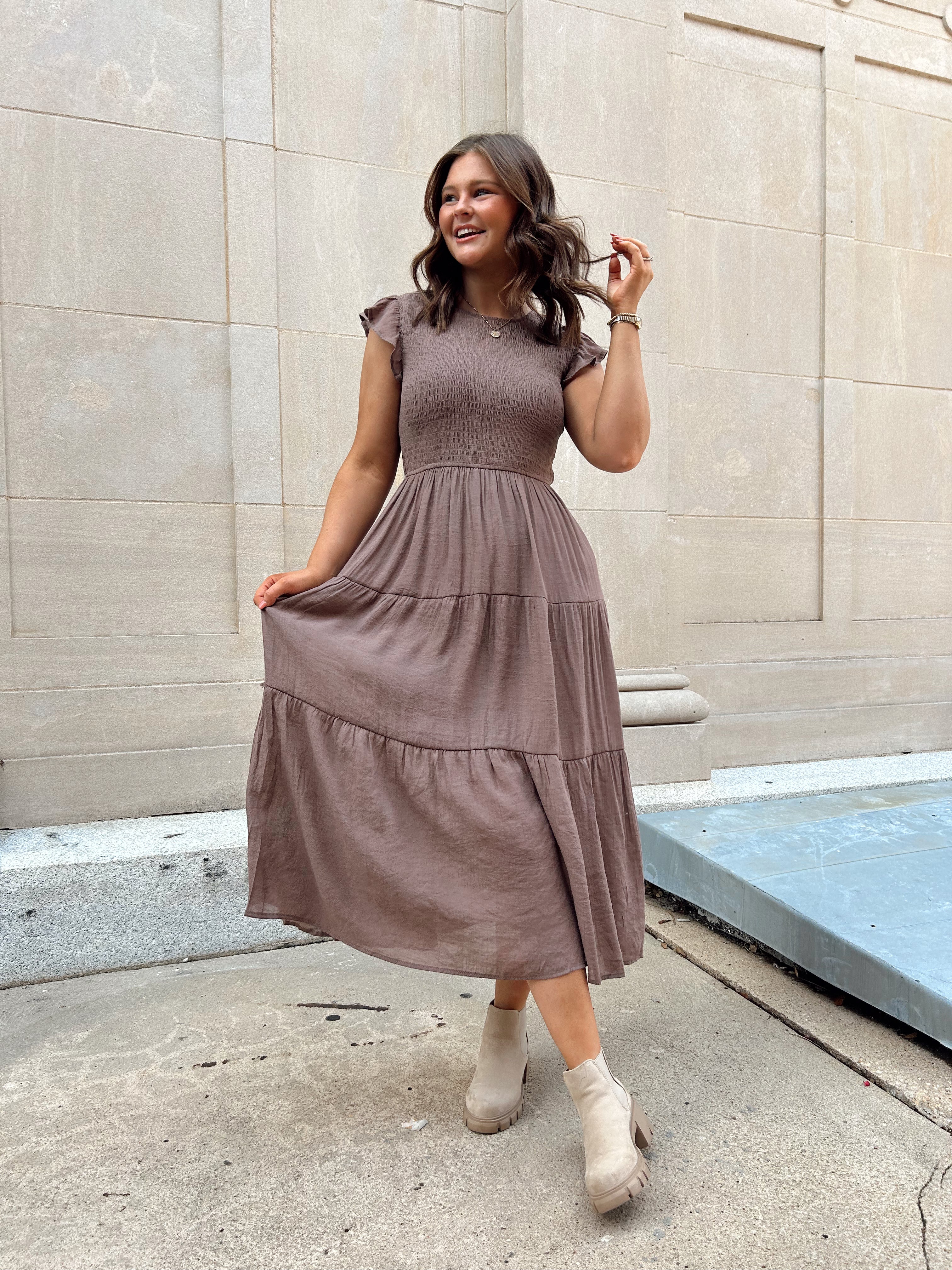 City Life Dress- Mocha (S-3X)