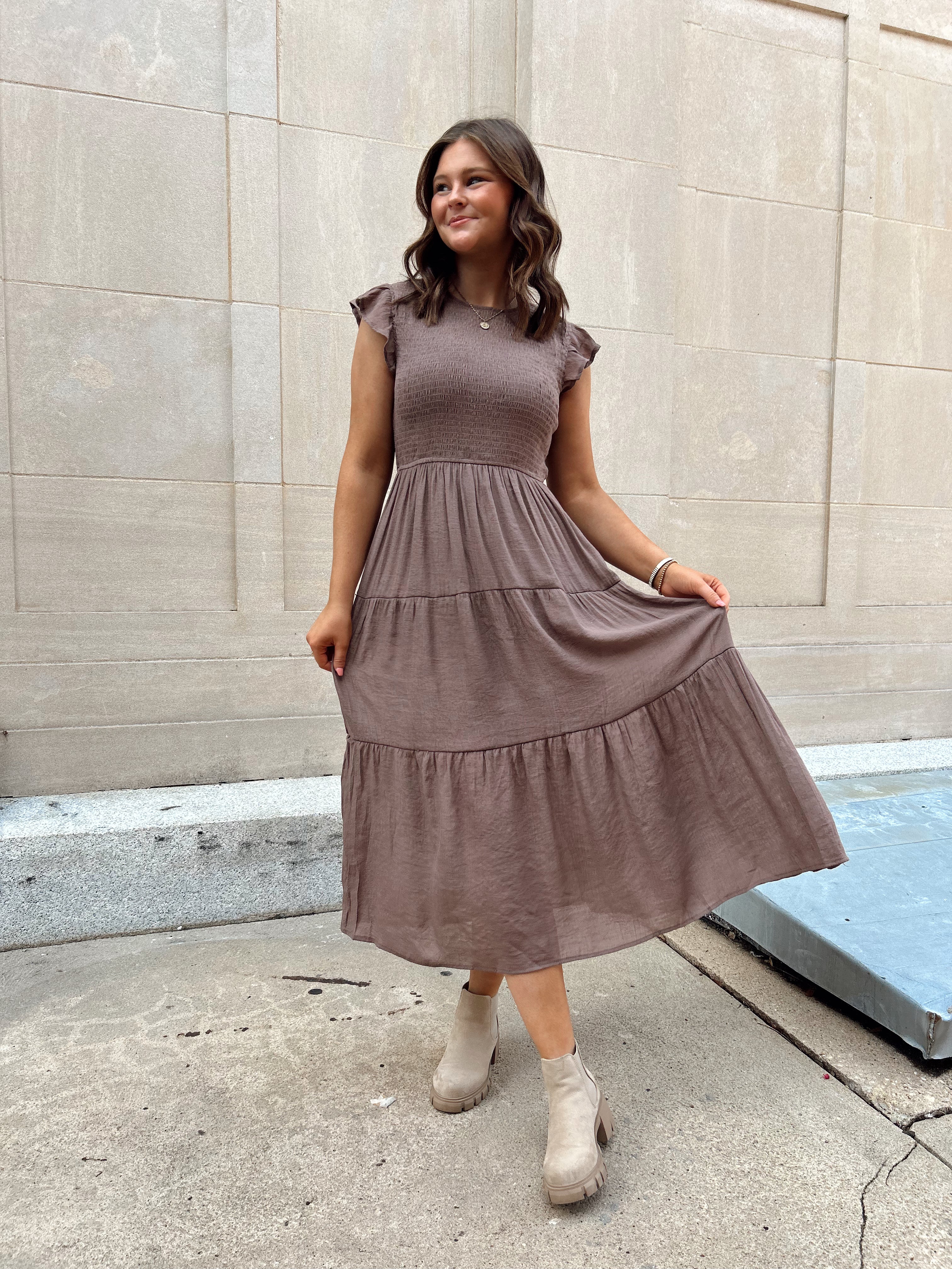 City Life Dress- Mocha (S-3X)