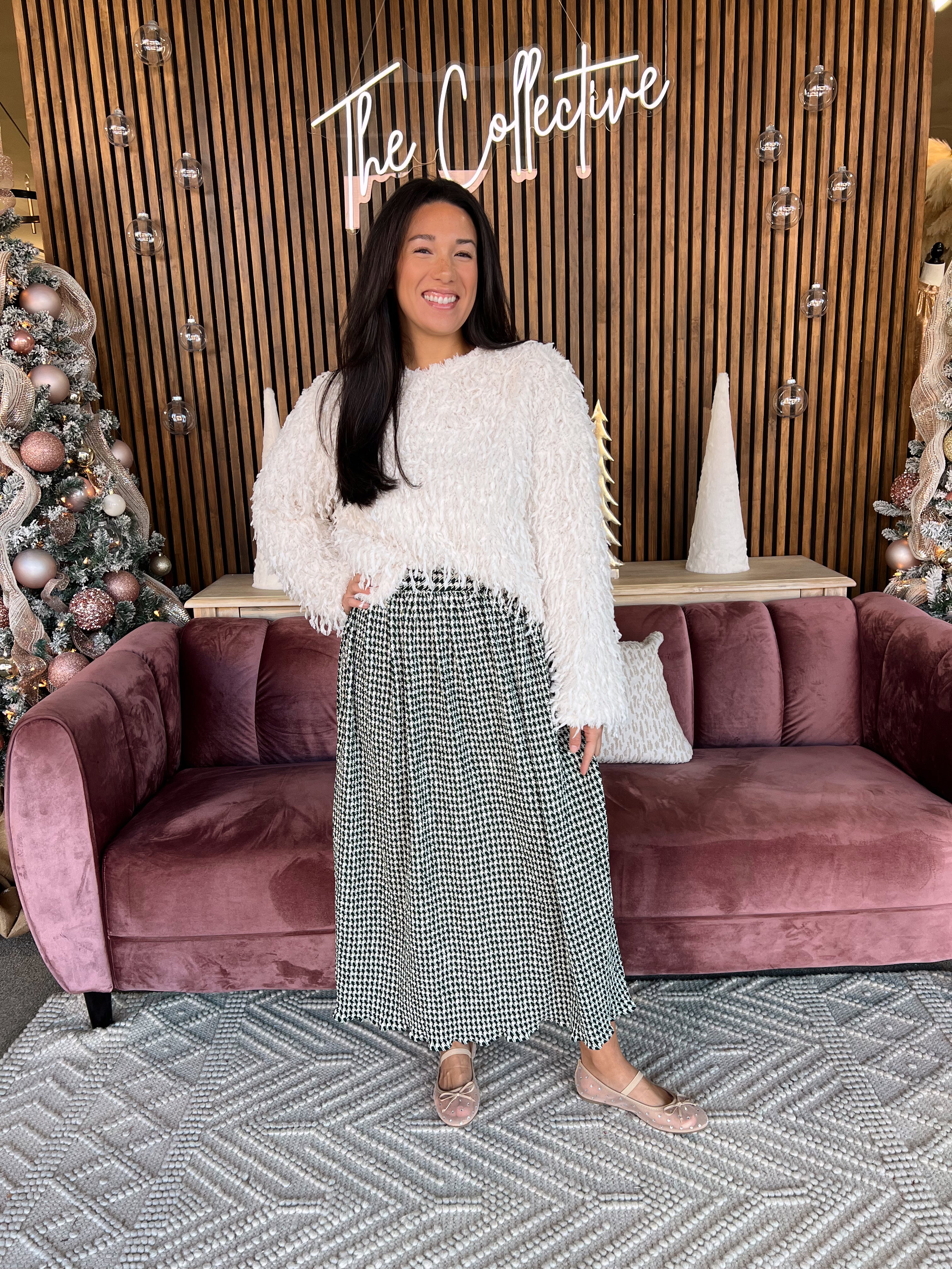 Check Print Maxi Skirt- Green