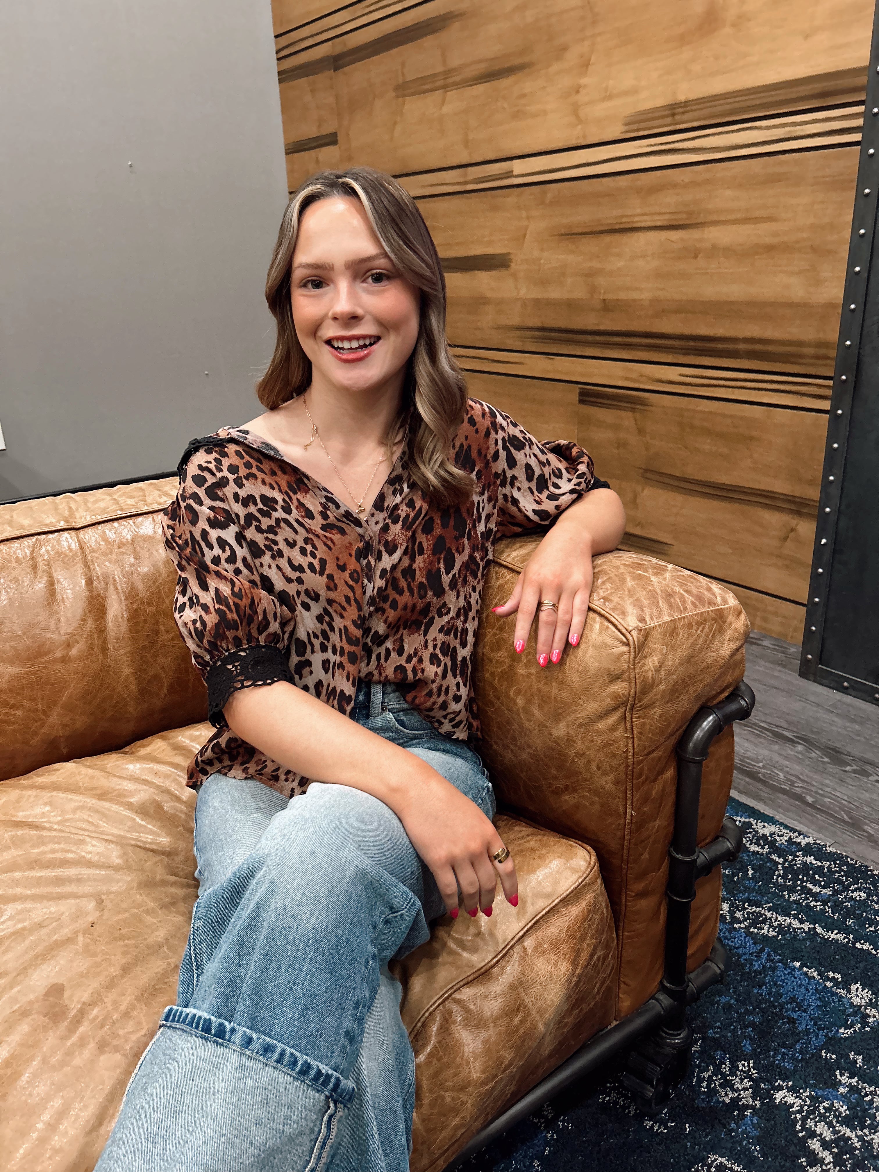 FREE PEOPLE: Leopard Blouse