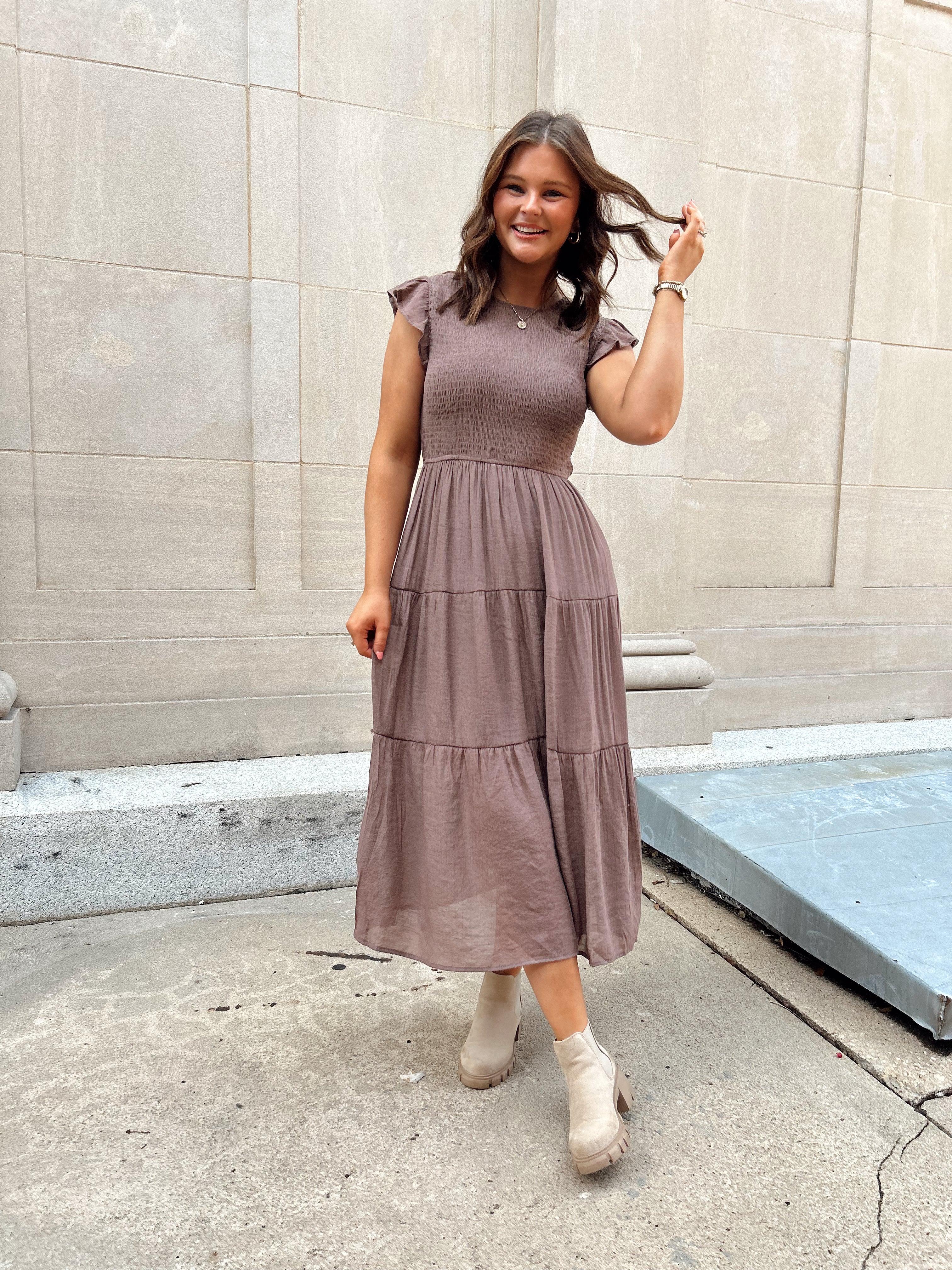 City Life Dress- Mocha (S-3X)