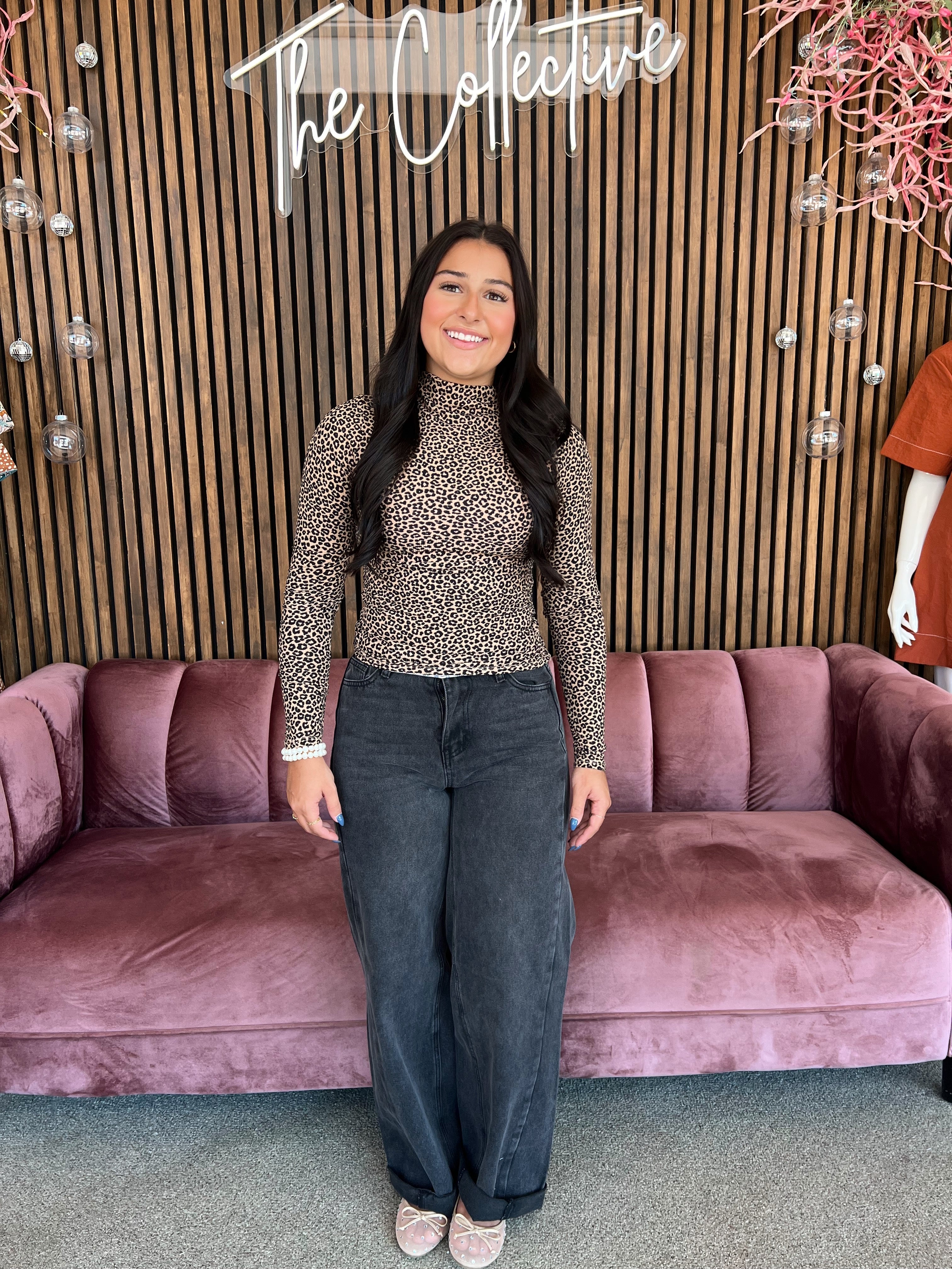Leopard Mock Neck Top