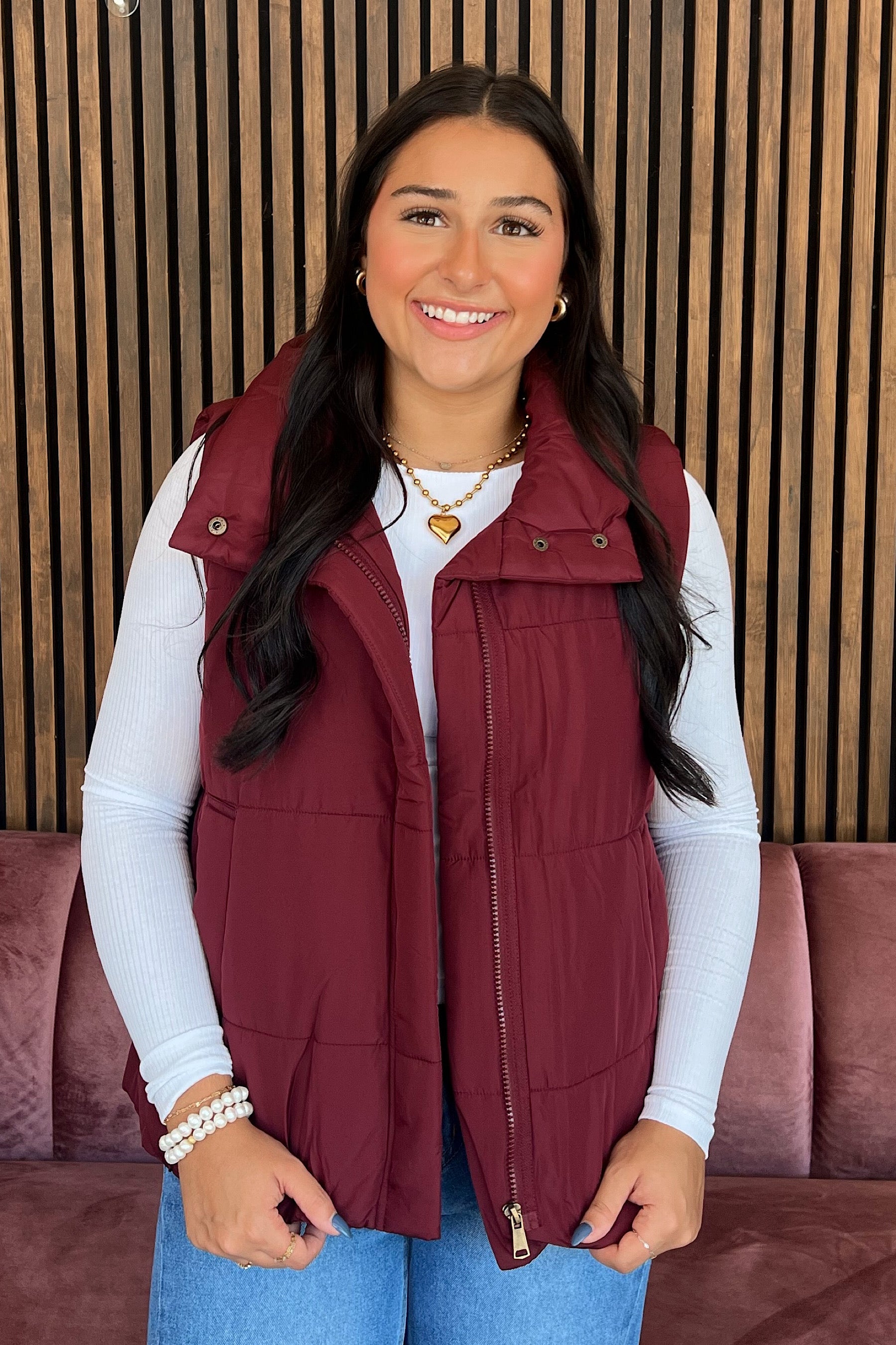 Puffer Vest- Burgundy