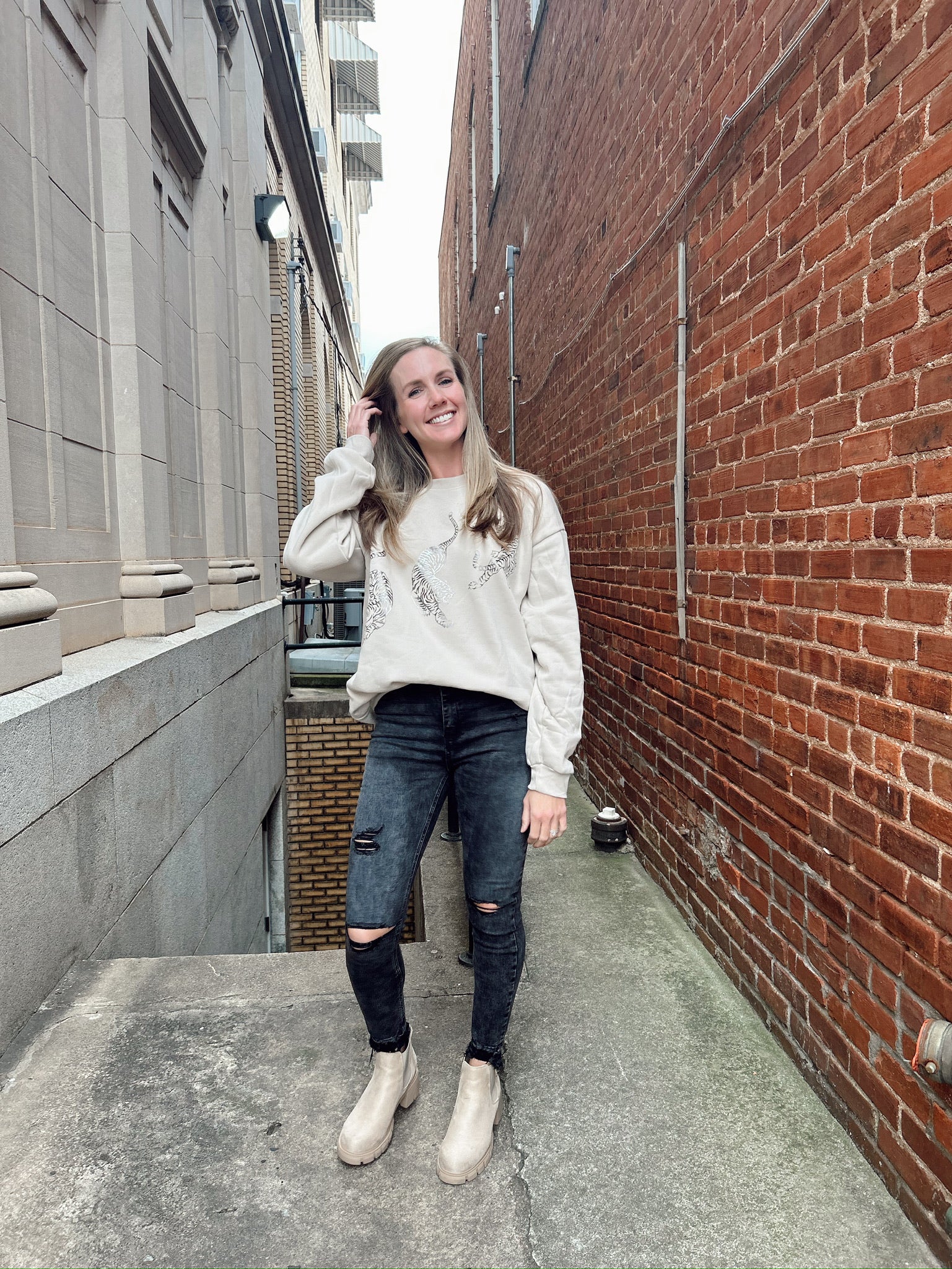 Project Social T: Tiger Oversized Sweatshirt- Bone