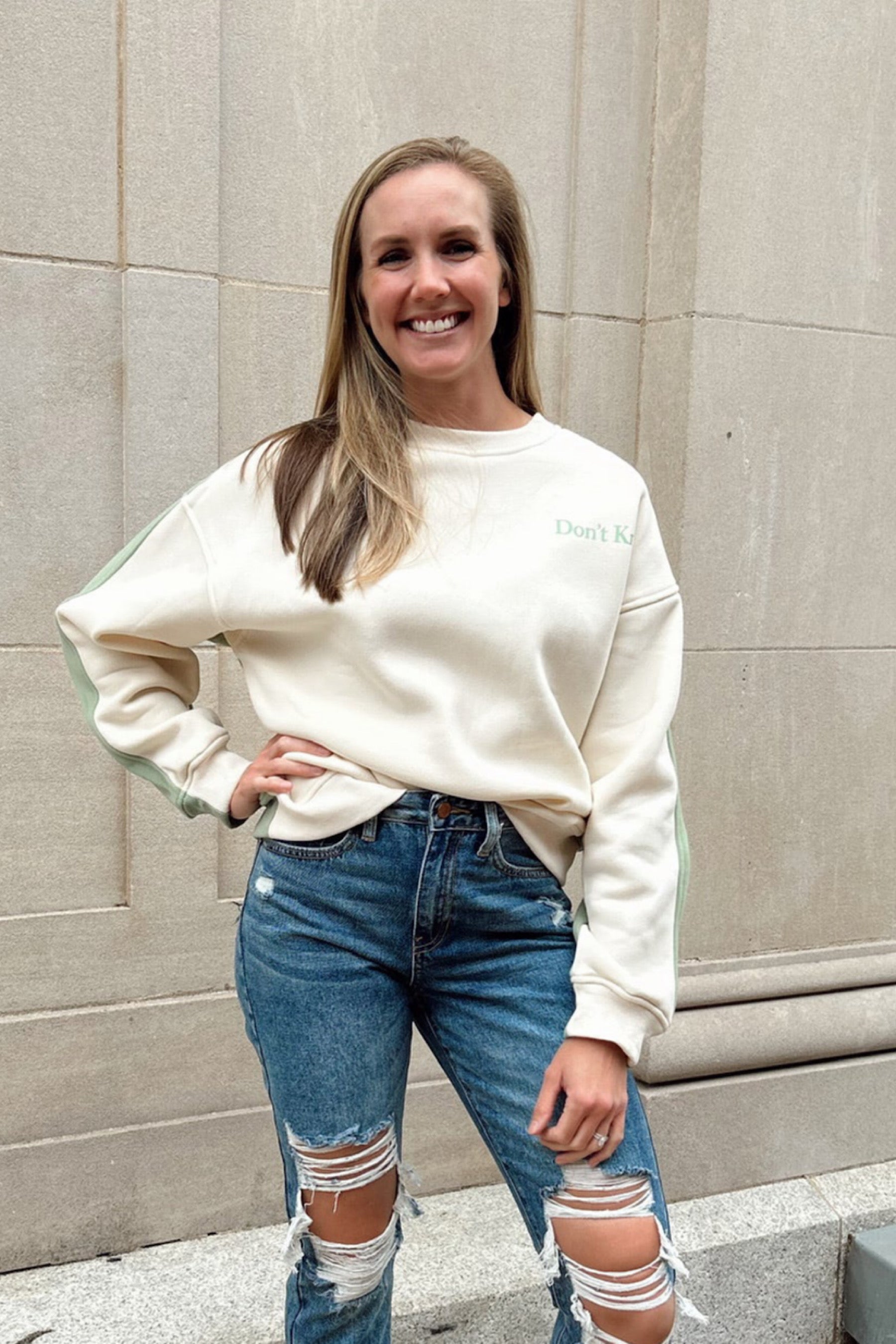 Don’t Know Don’t Care Sweatshirt- Sage