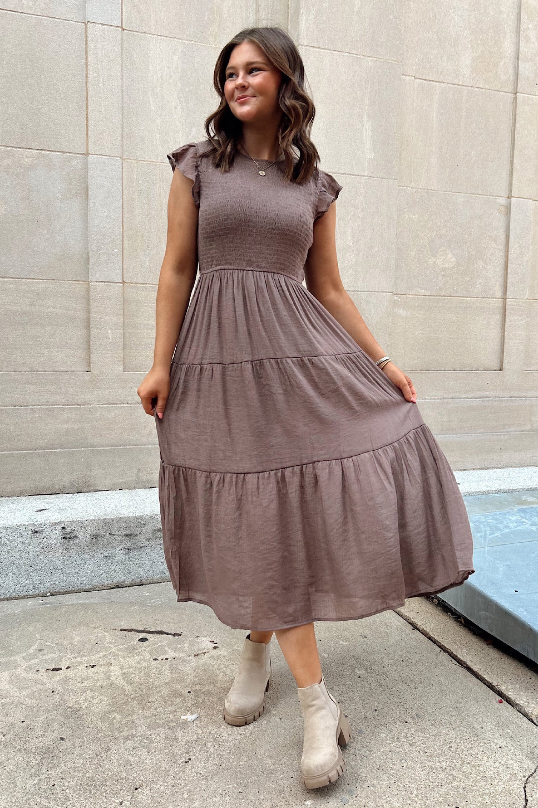 City Life Dress- Mocha (S-3X)