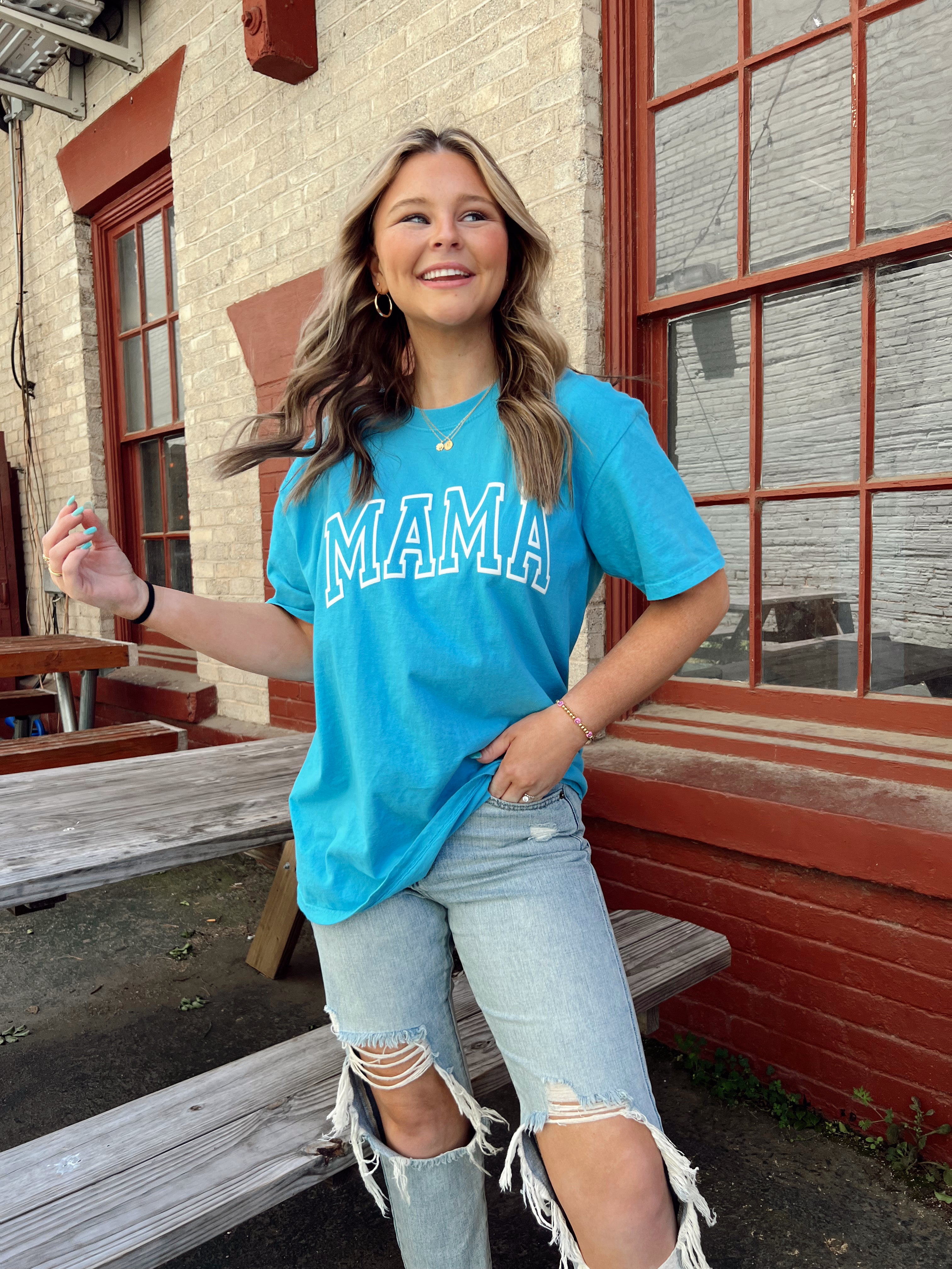 BJB Customs: Mama Puff Print Tee- Blue