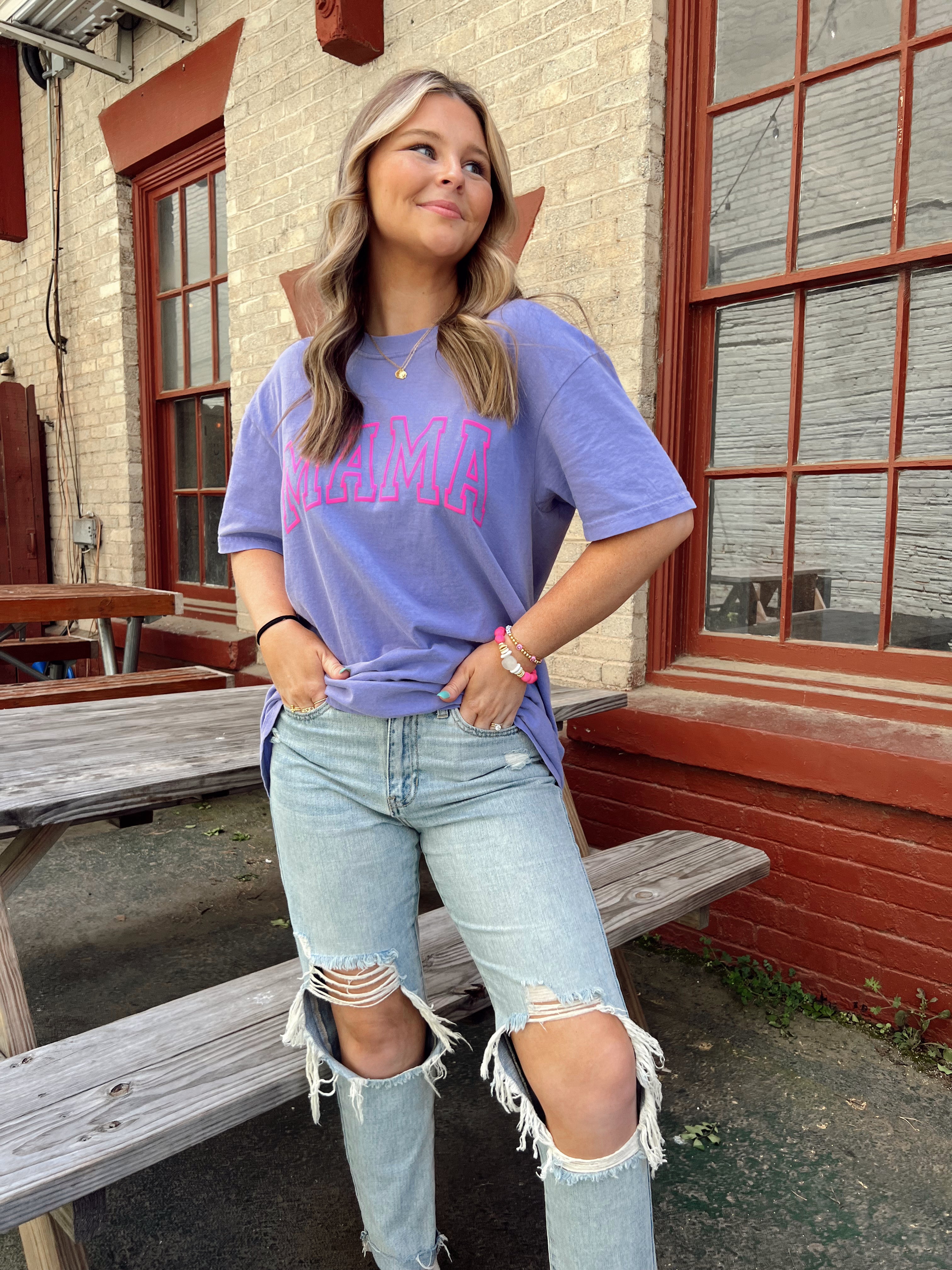 BJB Customs: Mama Puff Print Tee- Purple