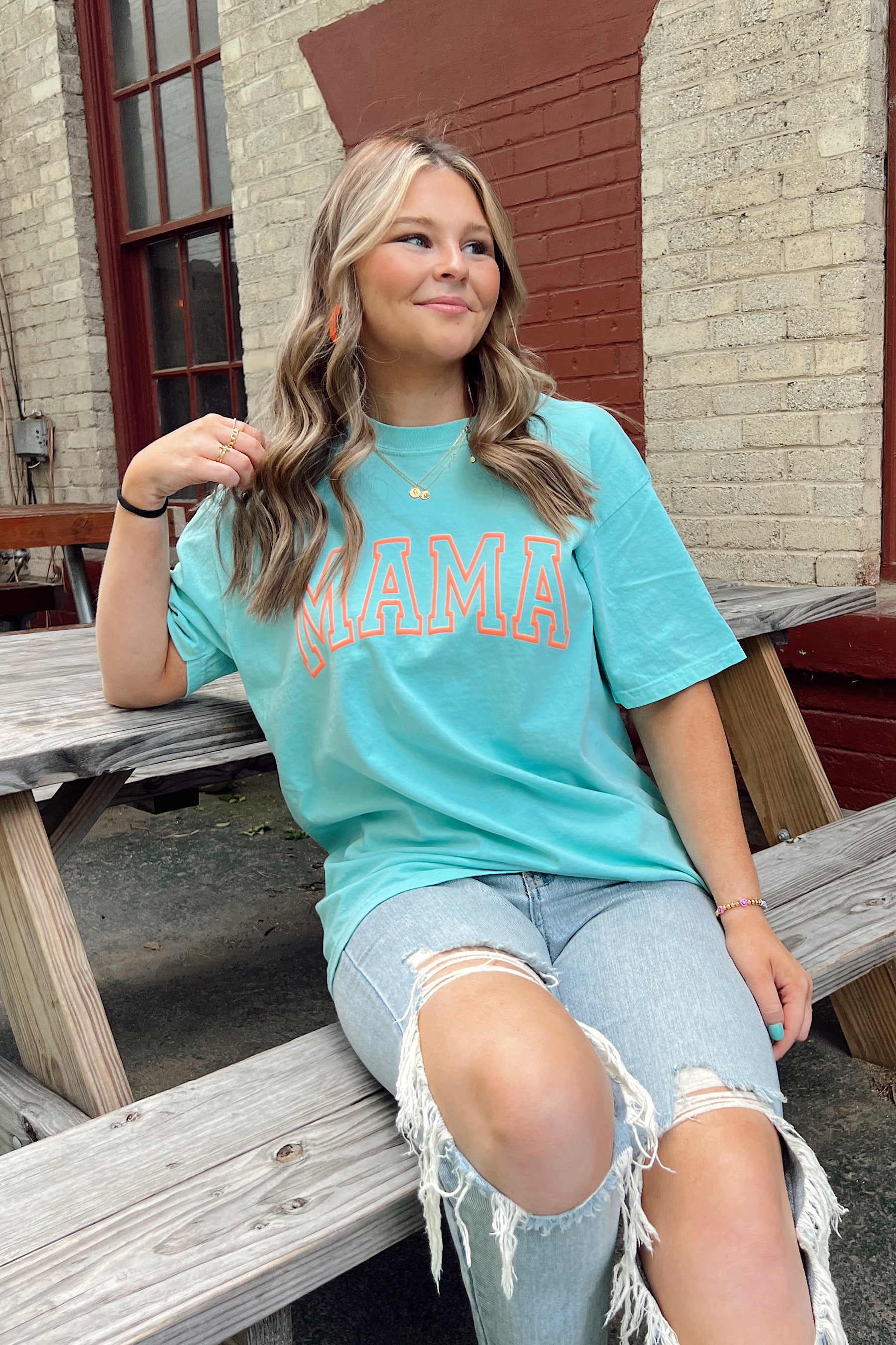 BJB Customs: Mama Puff Print Tee- Mint