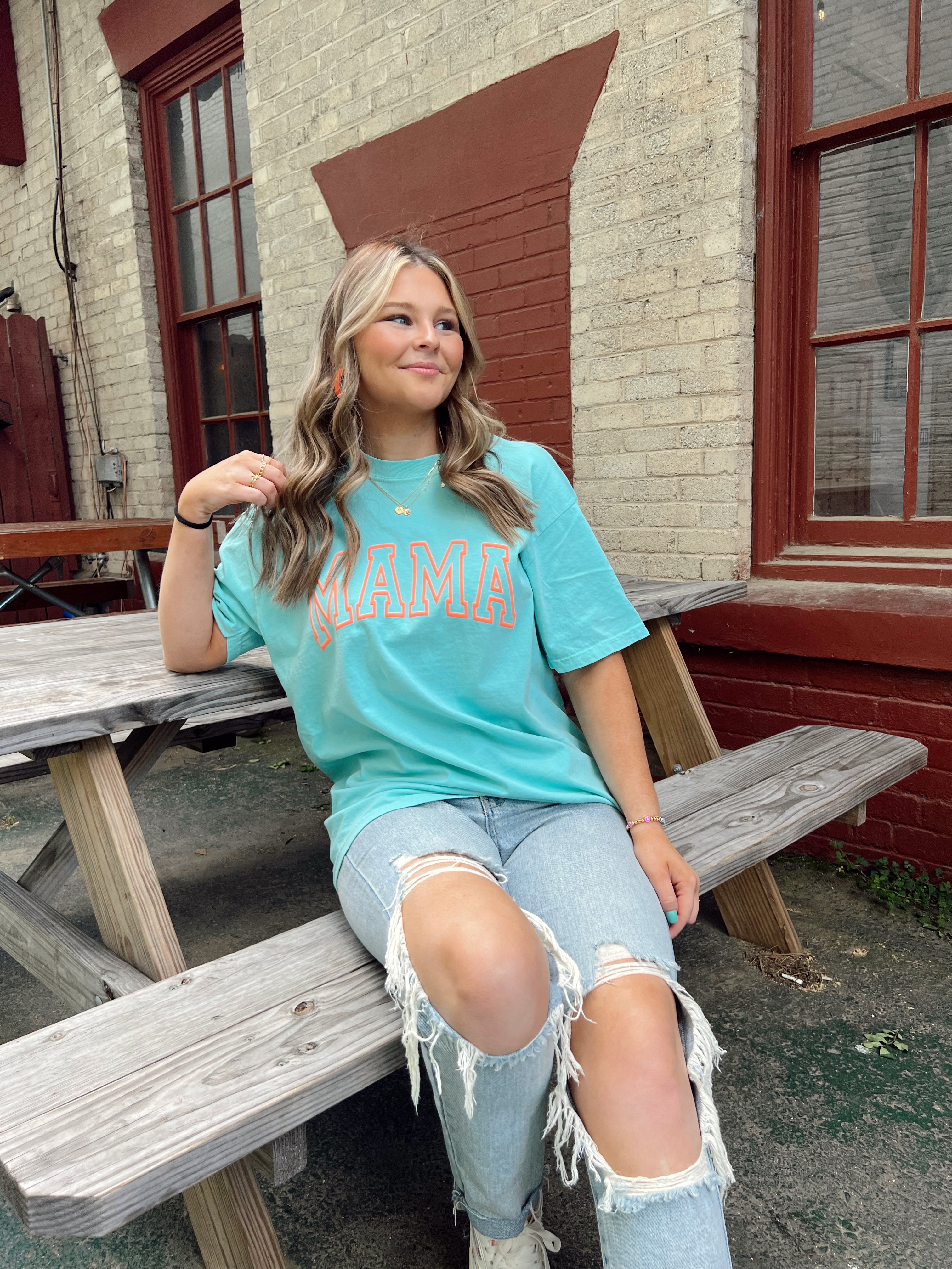 BJB Customs: Mama Puff Print Tee- Mint