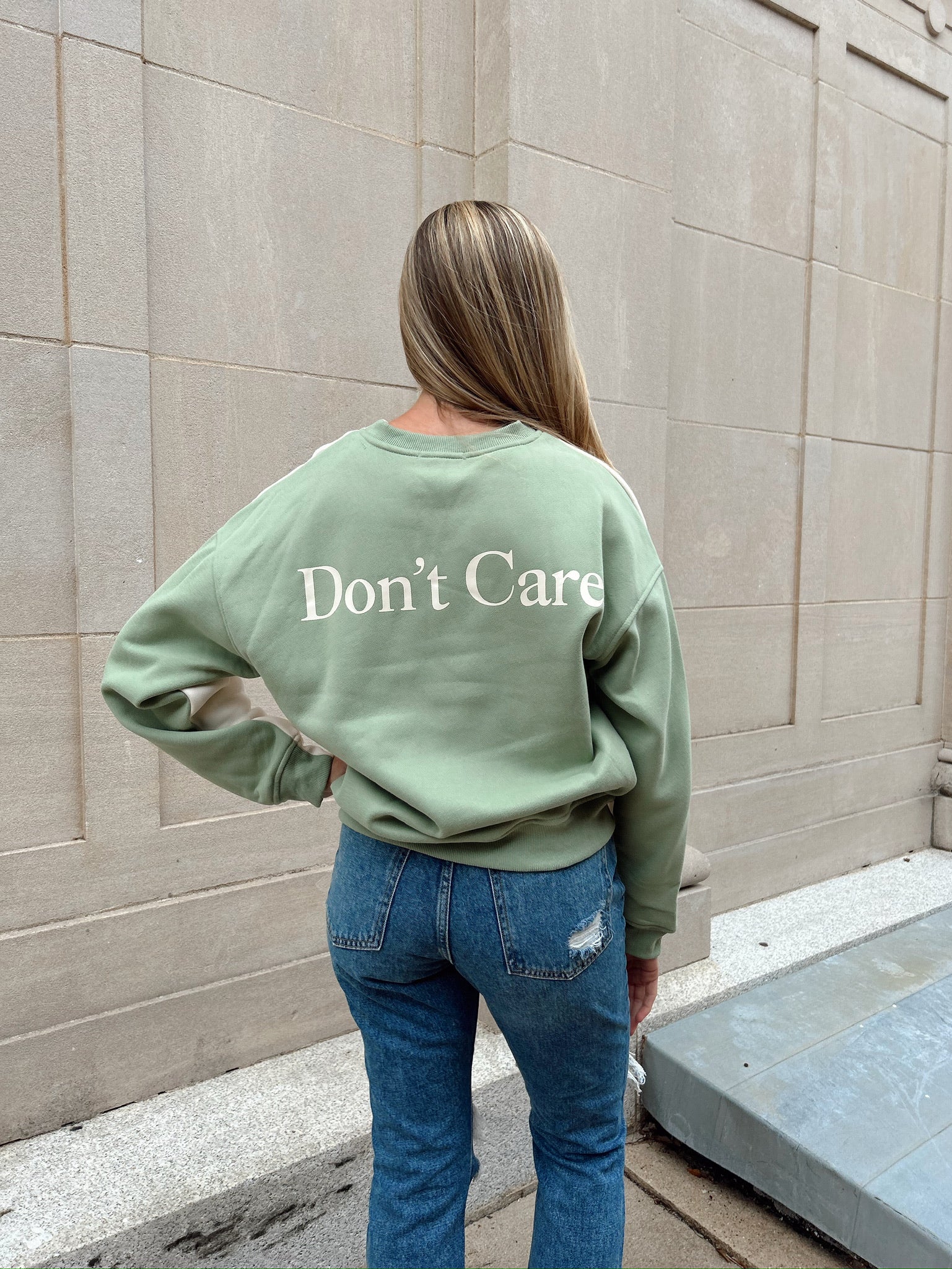 Don’t Know Don’t Care Sweatshirt- Sage