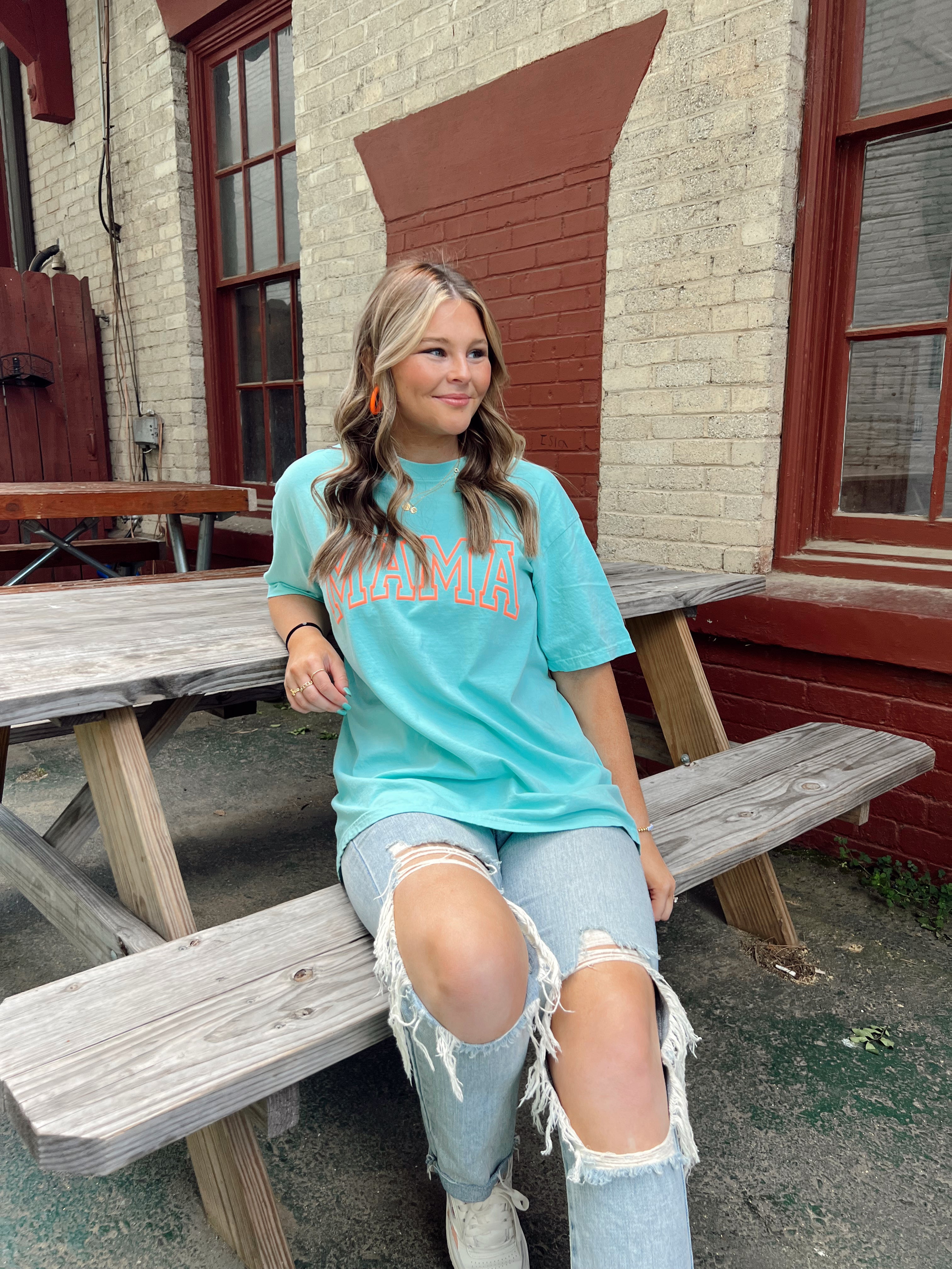 BJB Customs: Mama Puff Print Tee- Mint