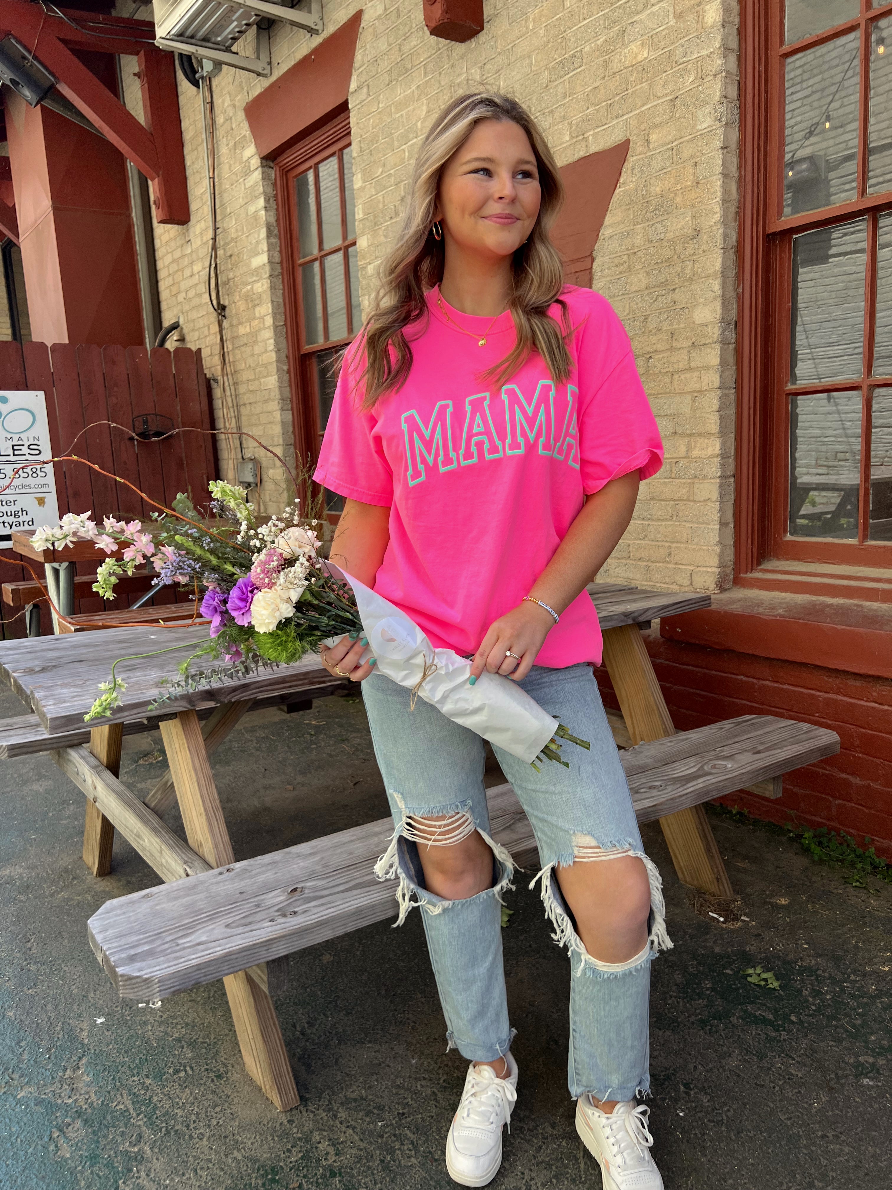 BJB Customs: RESTOCK Mama Puff Print Tee- Hot Pink