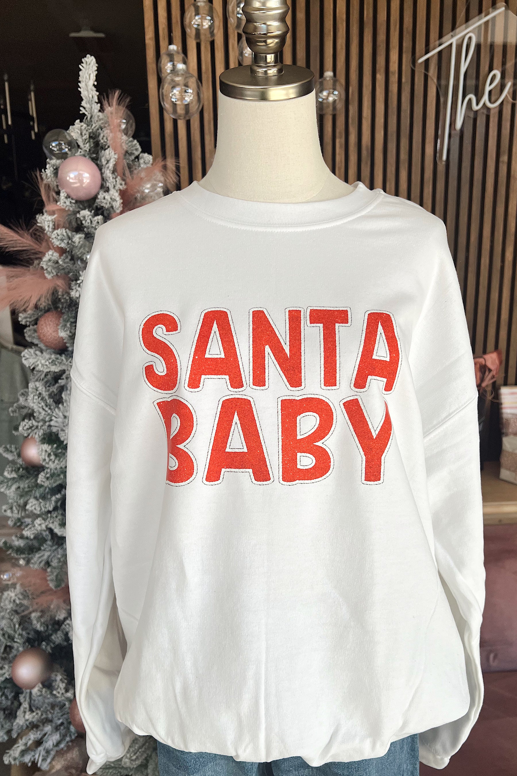 Customs: Glitter Santa Baby Sweatshirt