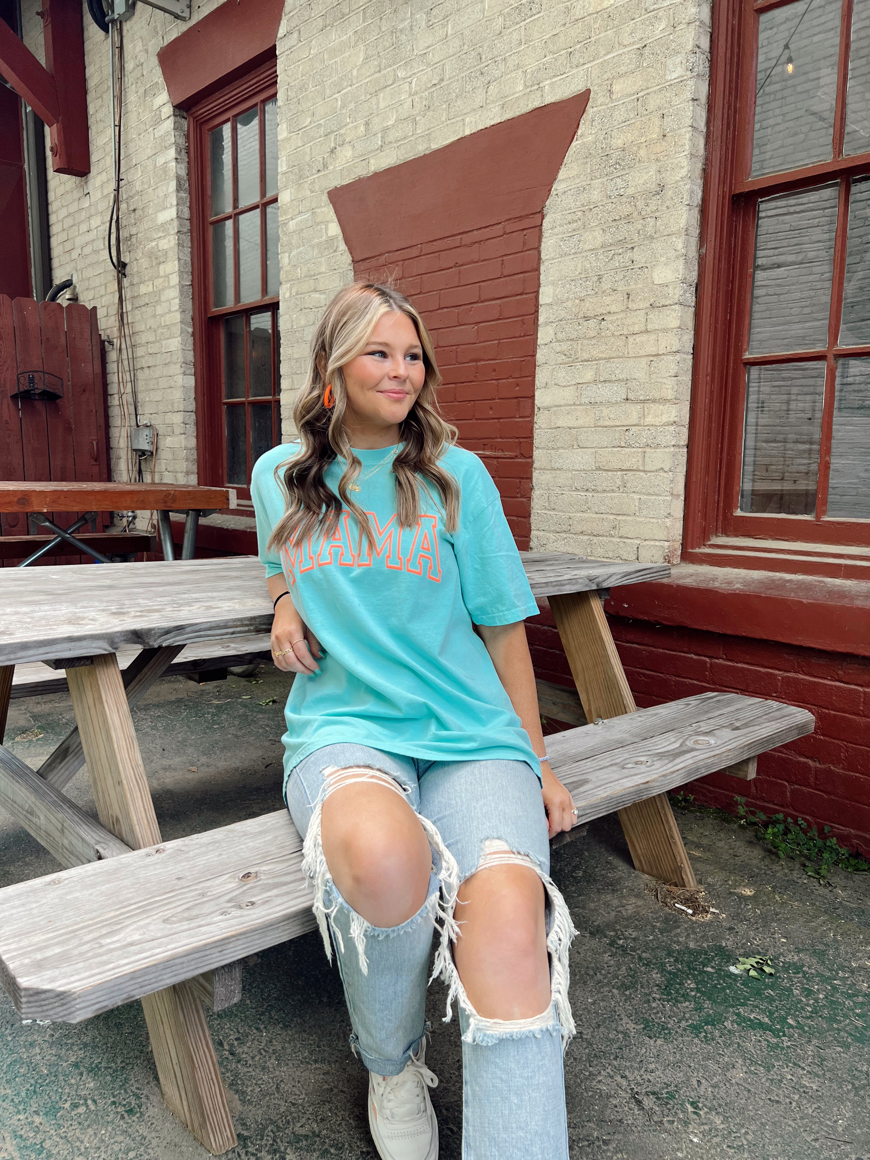 BJB Customs: Mama Puff Print Tee- Mint
