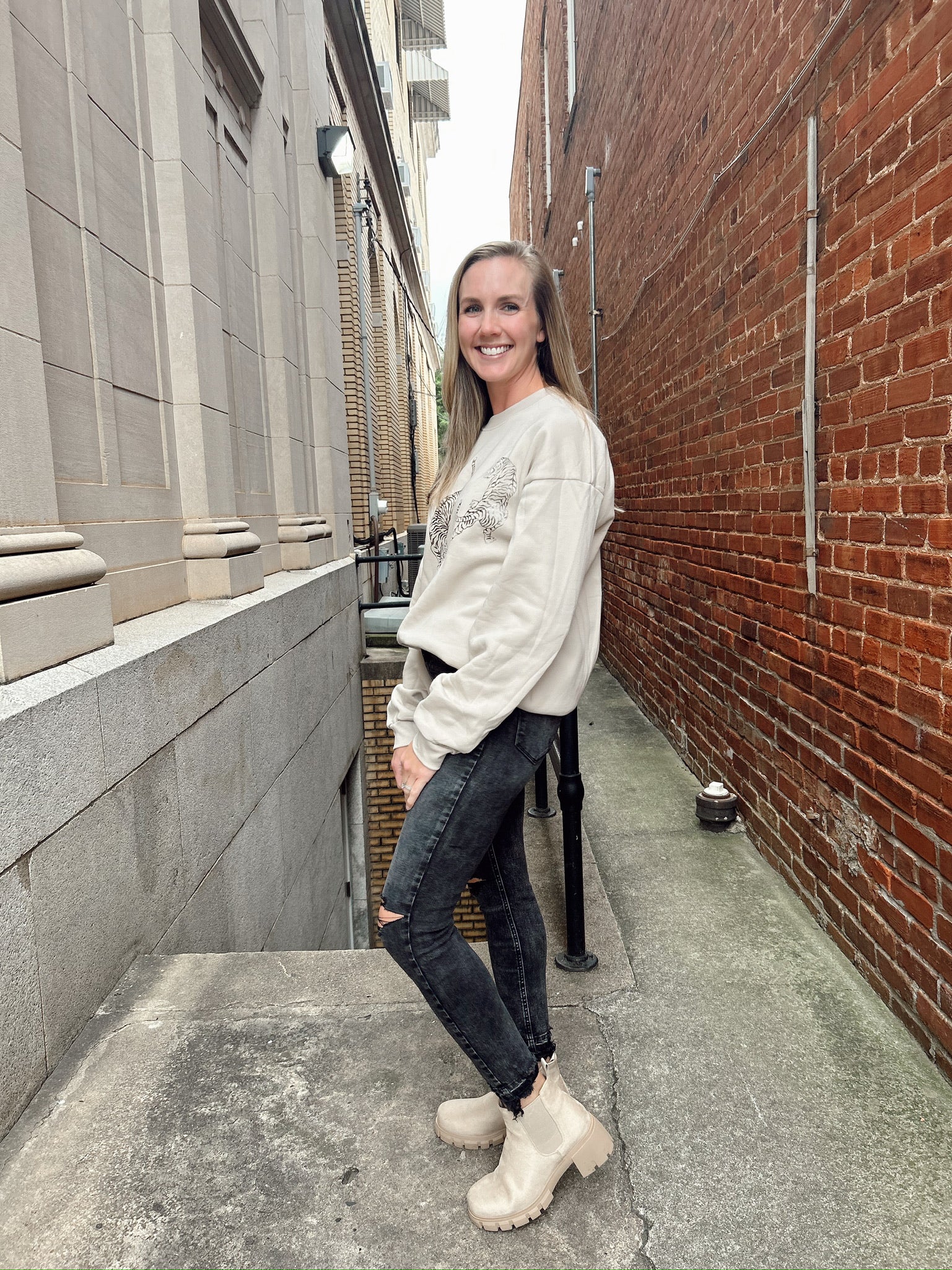 Project Social T: Tiger Oversized Sweatshirt- Bone