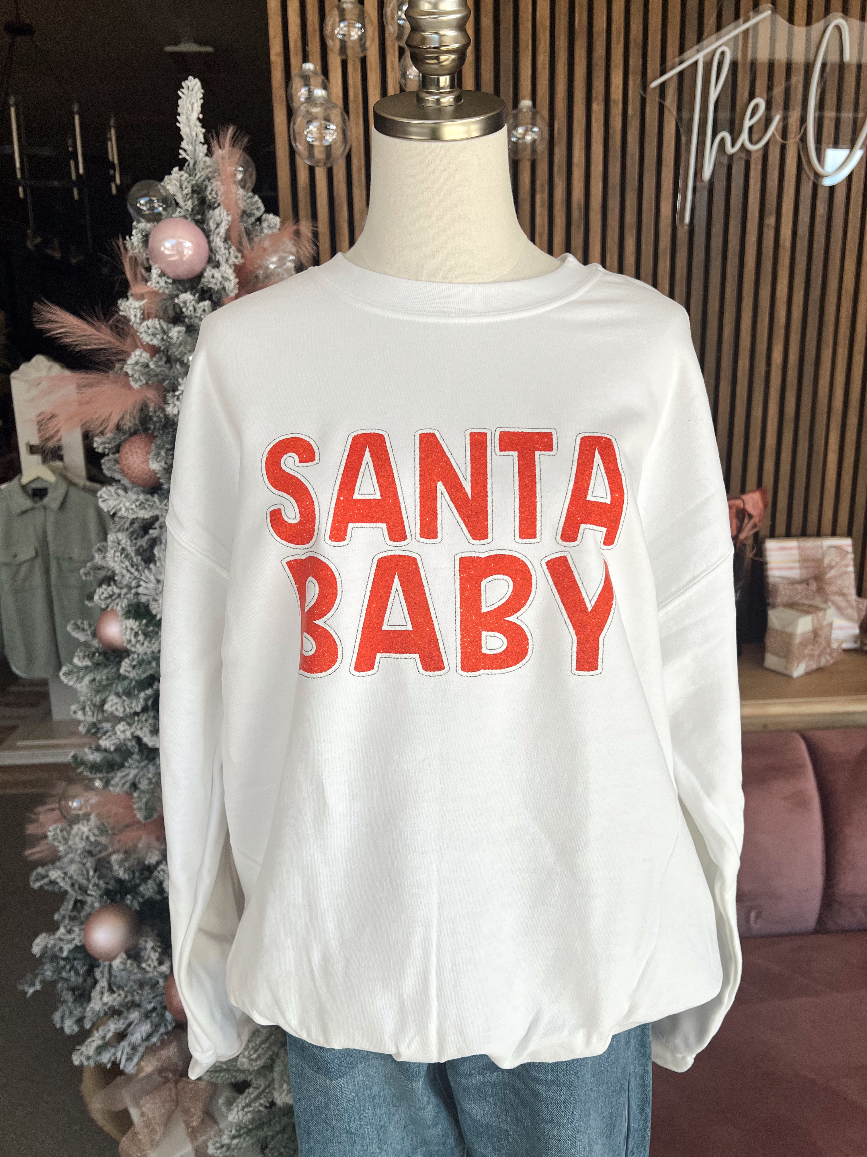 Customs: Glitter Santa Baby Sweatshirt