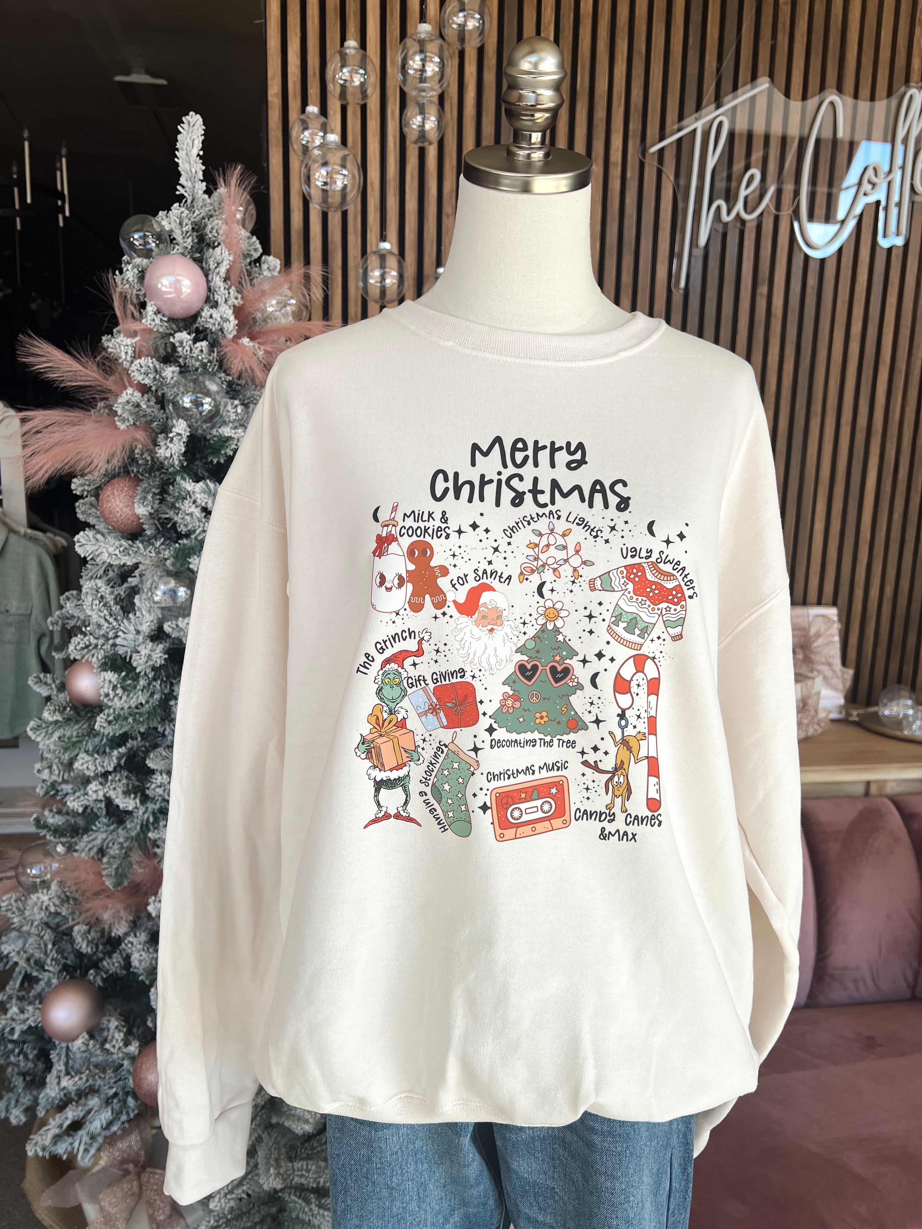 Customs: Merry Christmas Doodles Sweatshirt