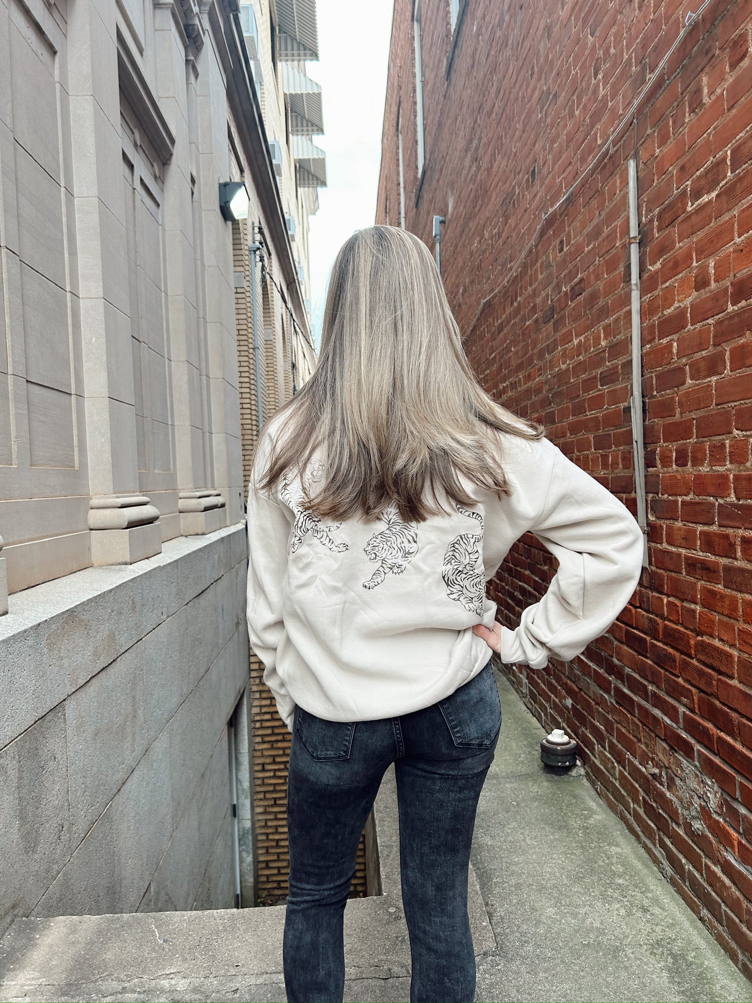 Project Social T: Tiger Oversized Sweatshirt- Bone
