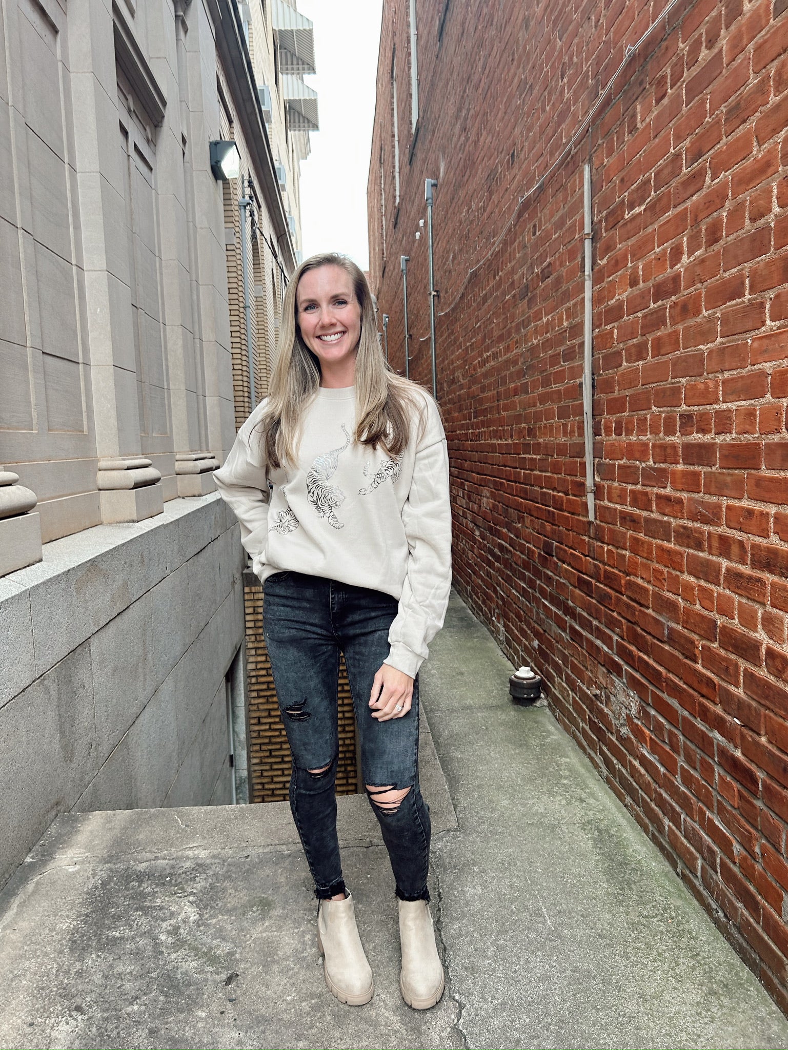 Project Social T: Tiger Oversized Sweatshirt- Bone