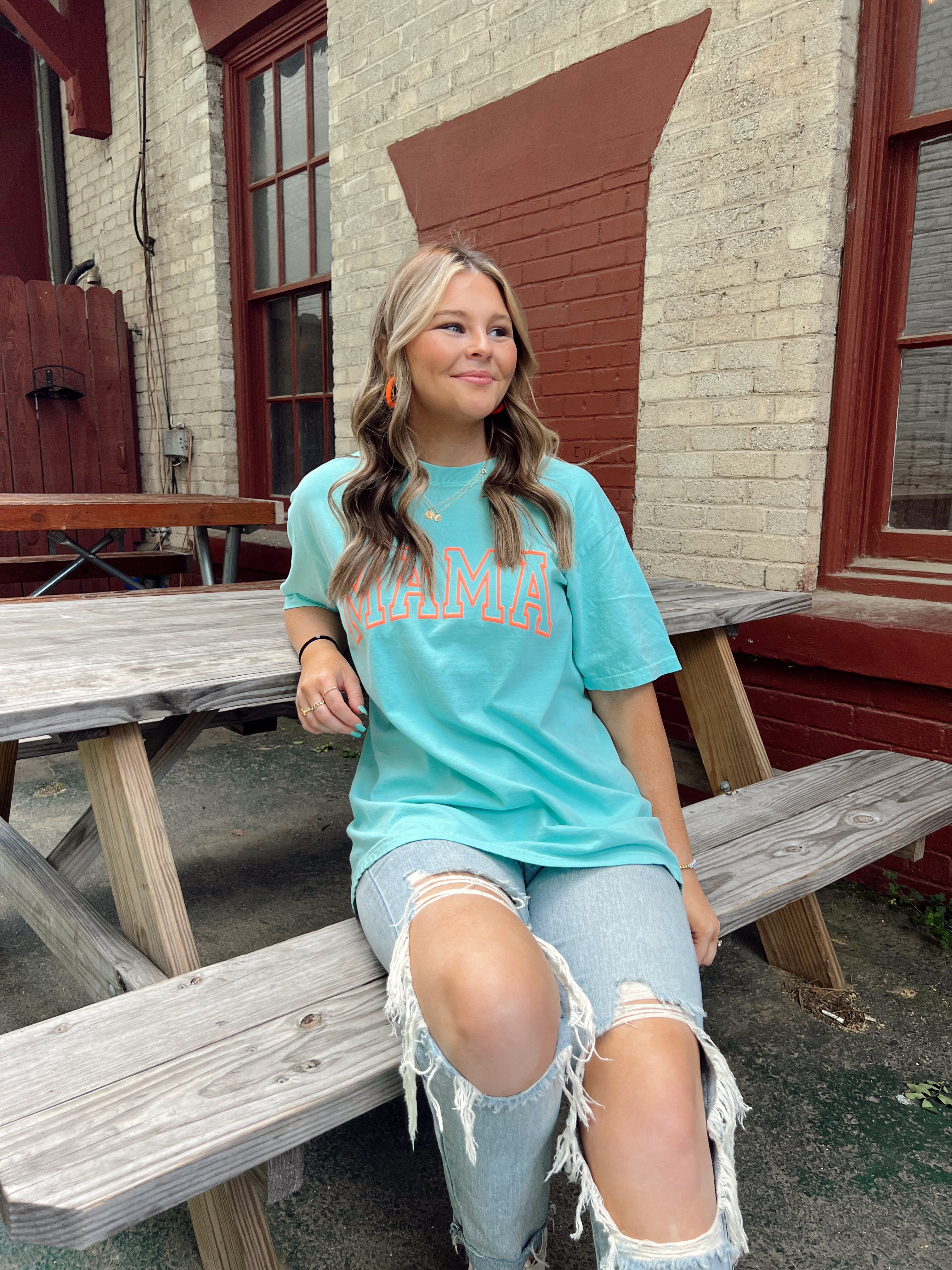 BJB Customs: Mama Puff Print Tee- Mint