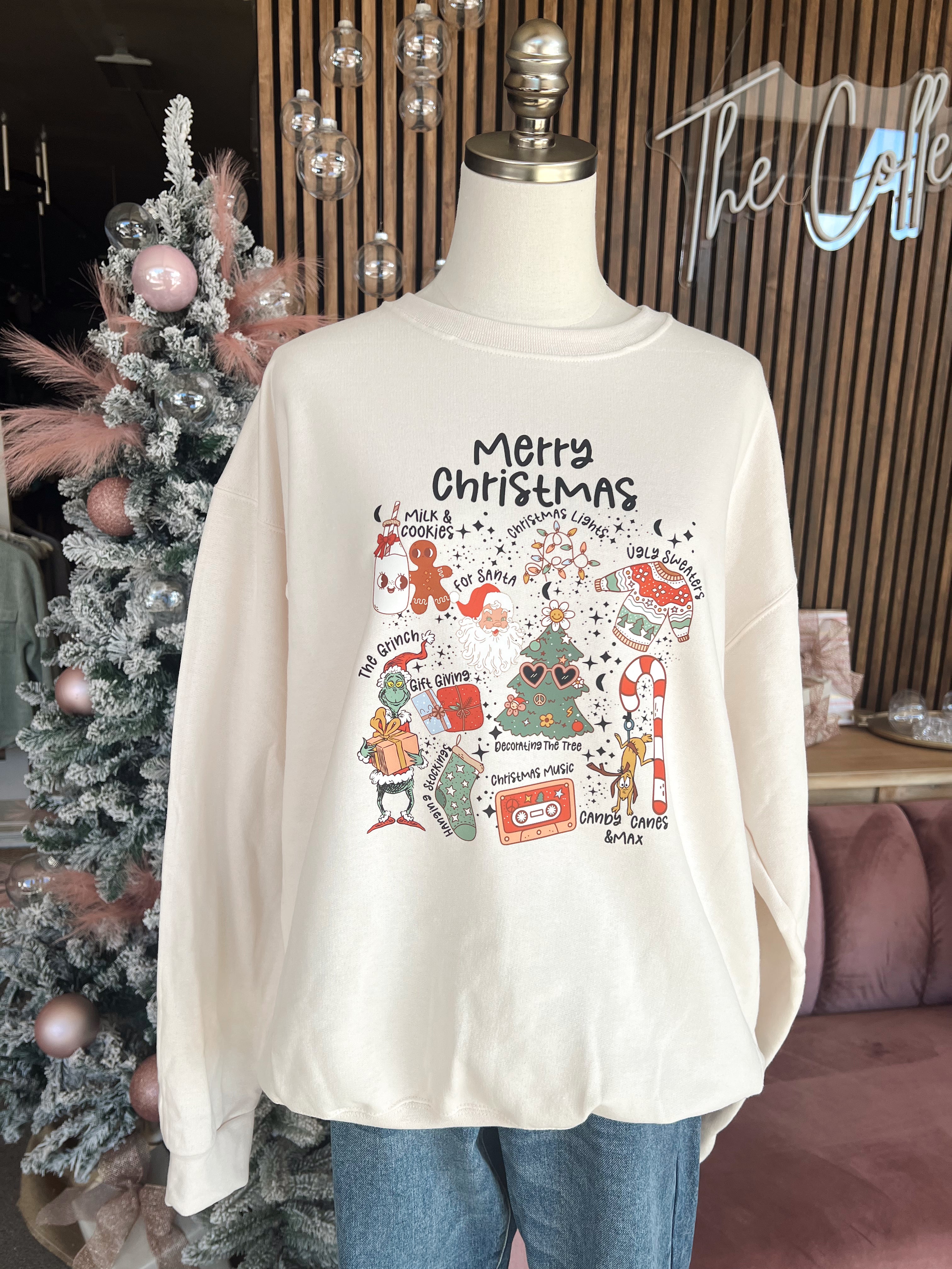 Customs: Merry Christmas Doodles Sweatshirt