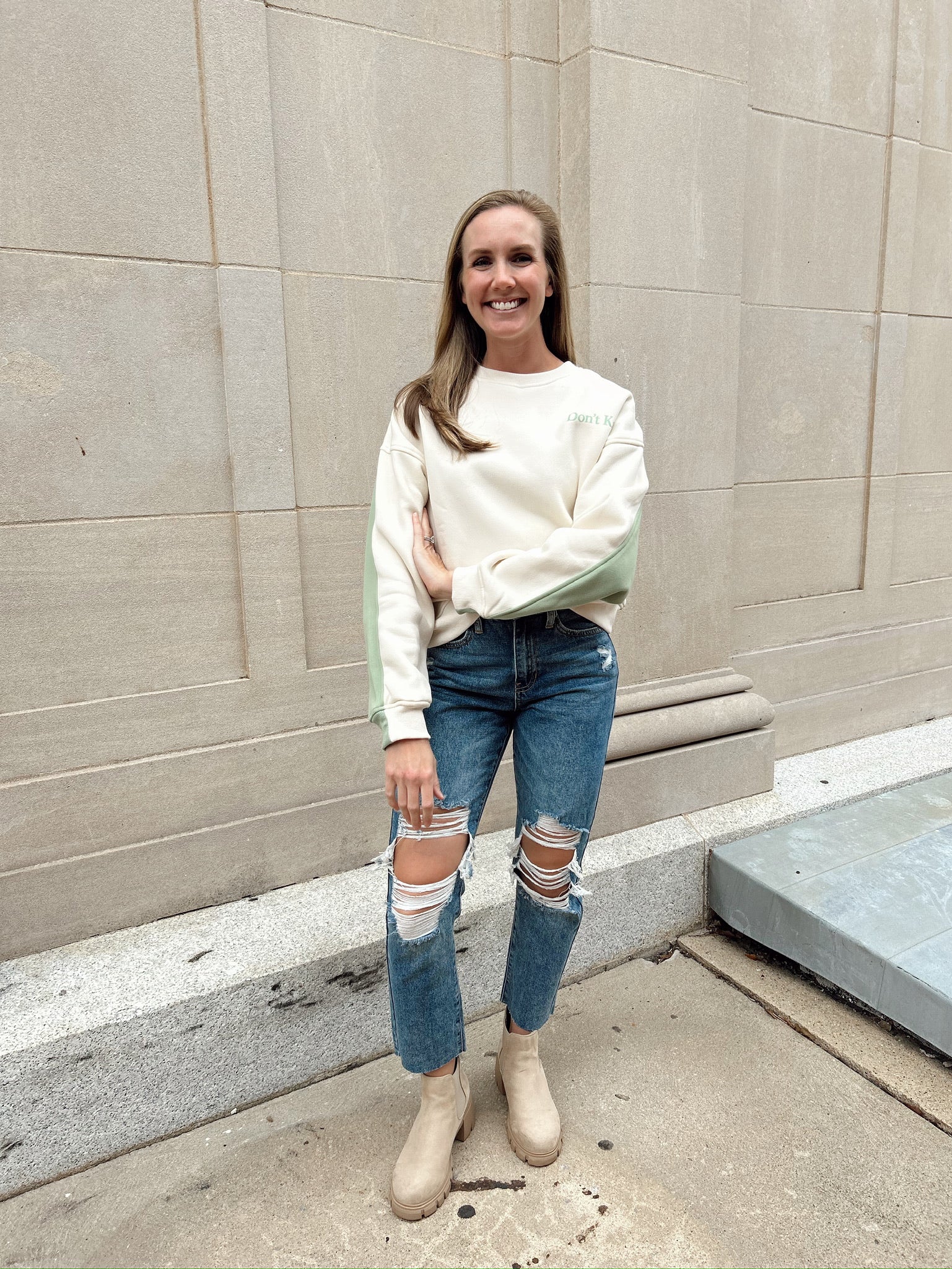 Don’t Know Don’t Care Sweatshirt- Sage