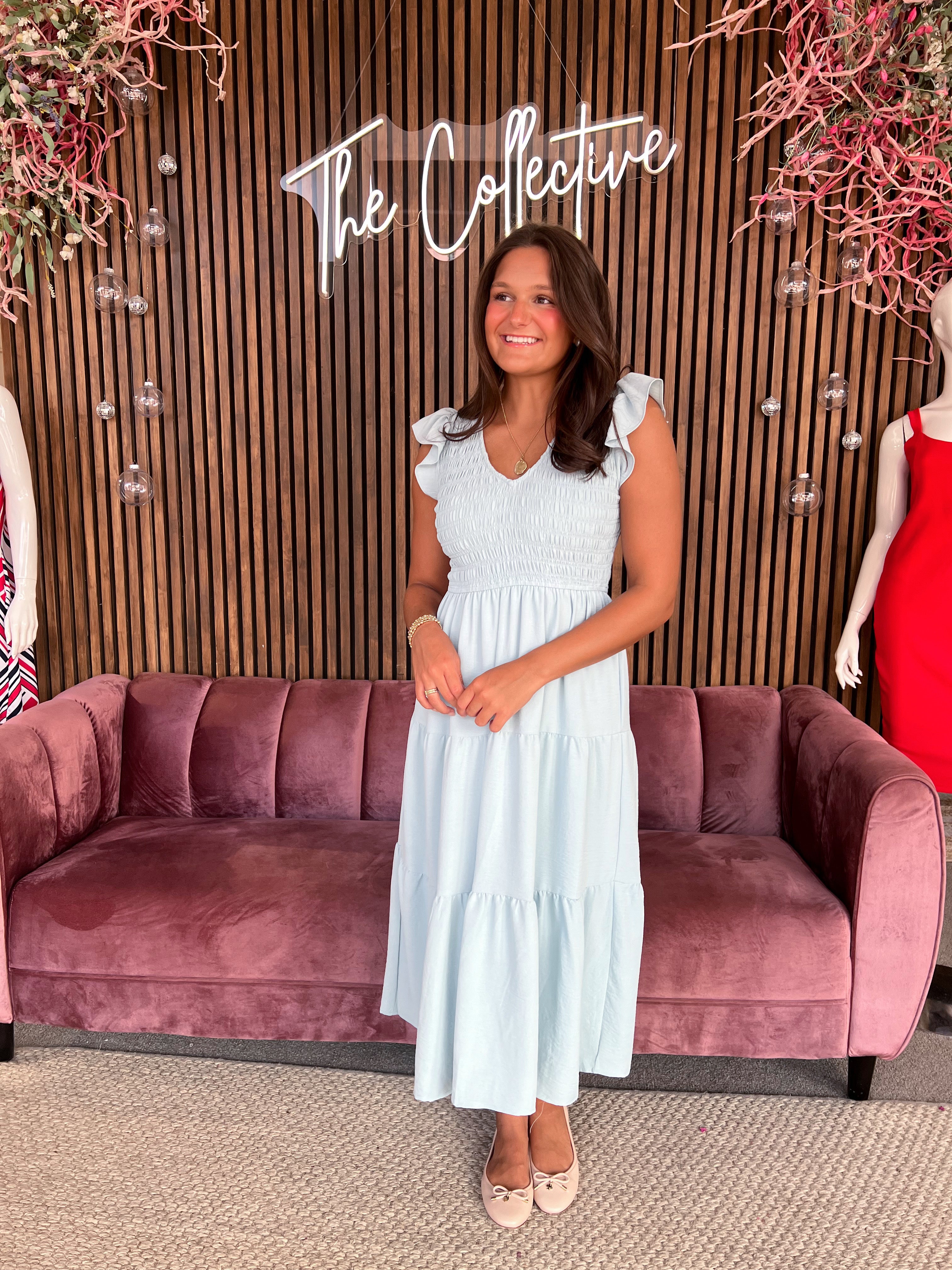 Smocked Maxi Dress- Light Blue
