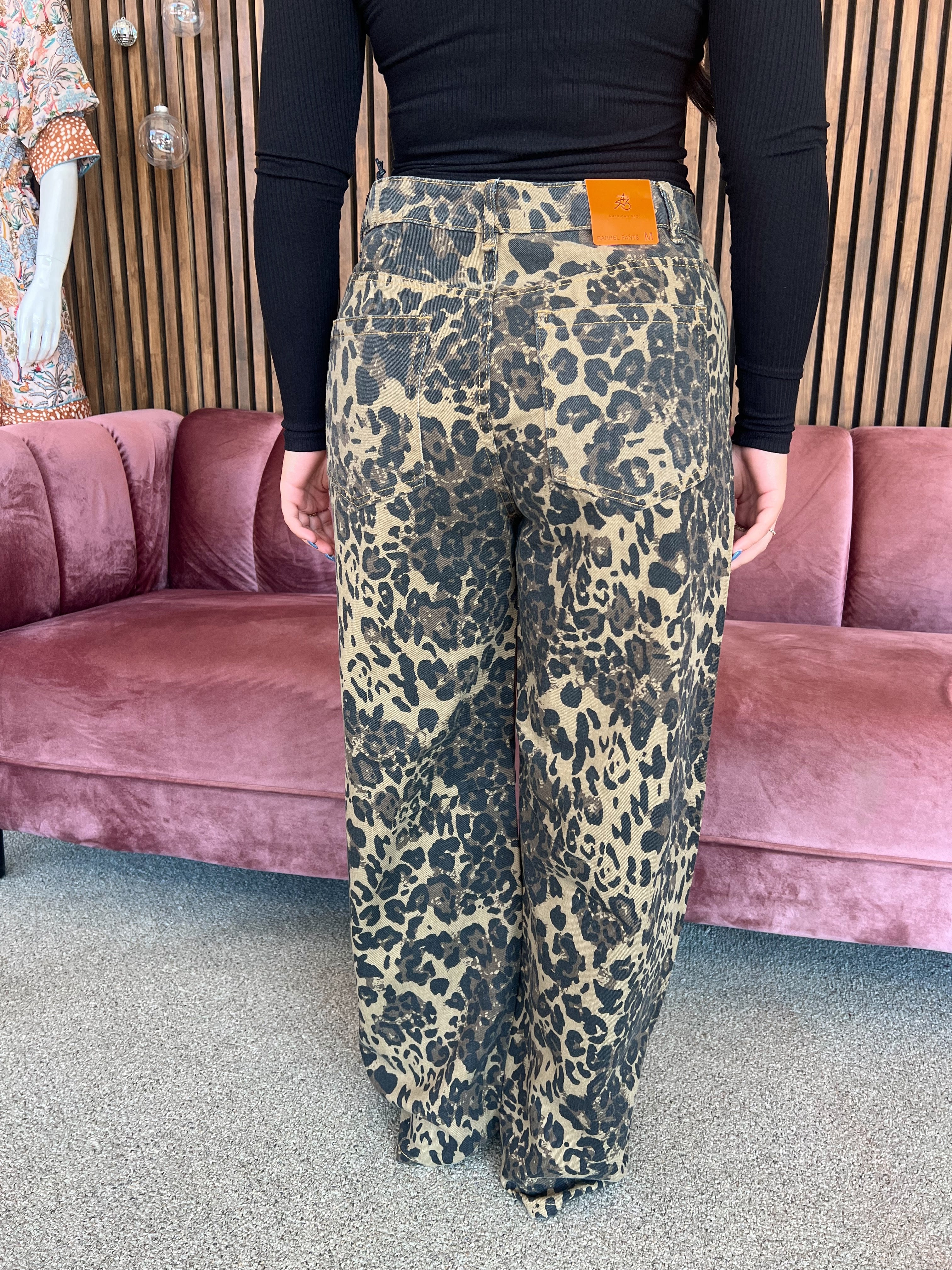 Leopard Barrel Jeans