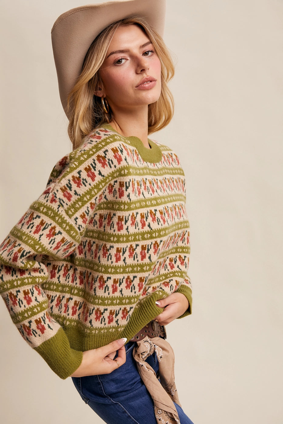Western Jacquard Sweater