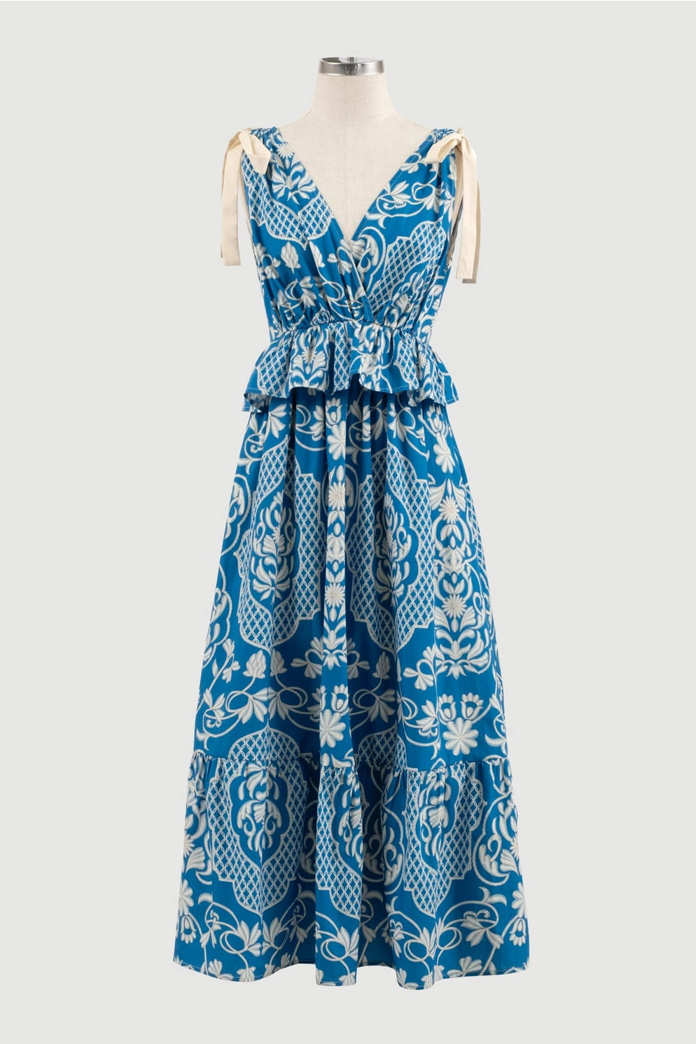 MOON RIVER: VNeck Ruffle Tie Maxi Dress
