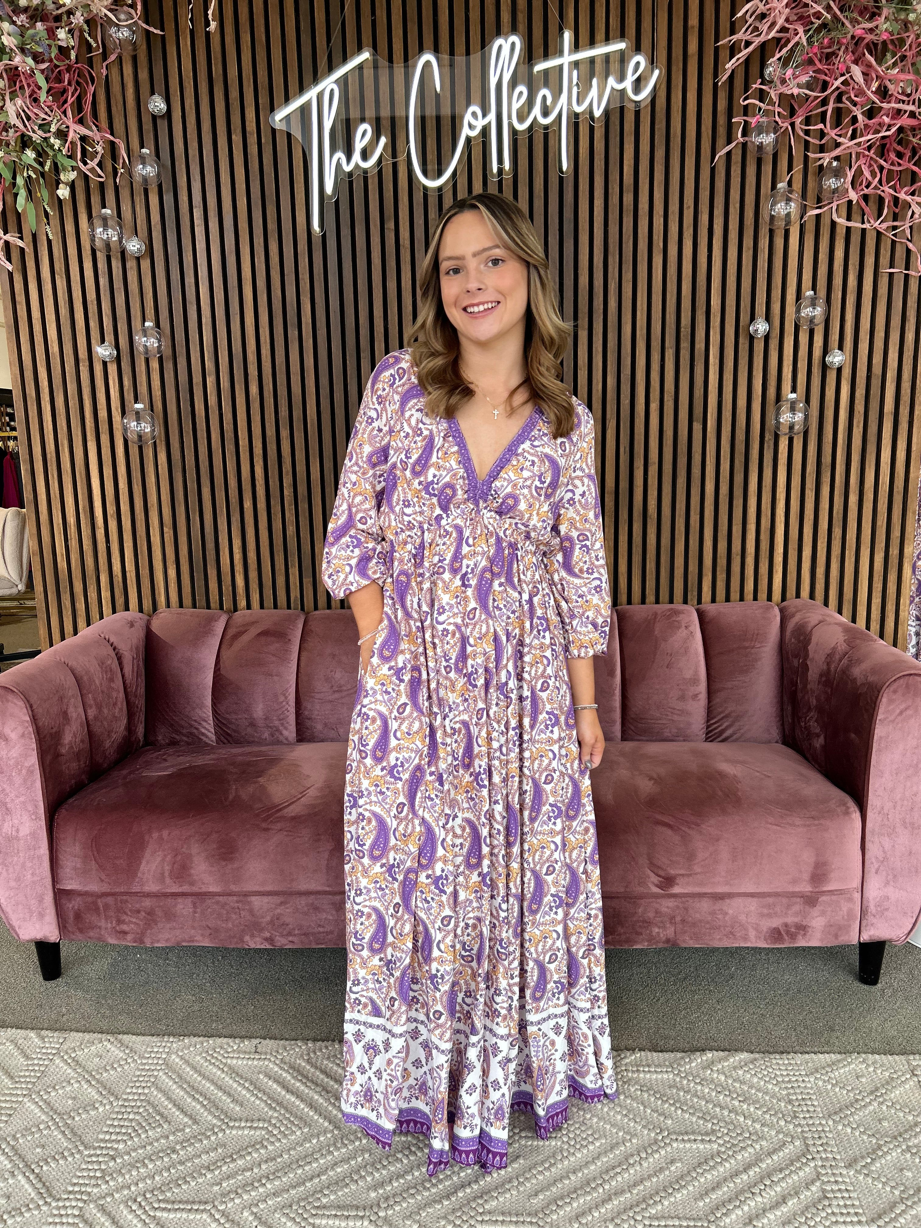Purple Paisley Maxi Dress