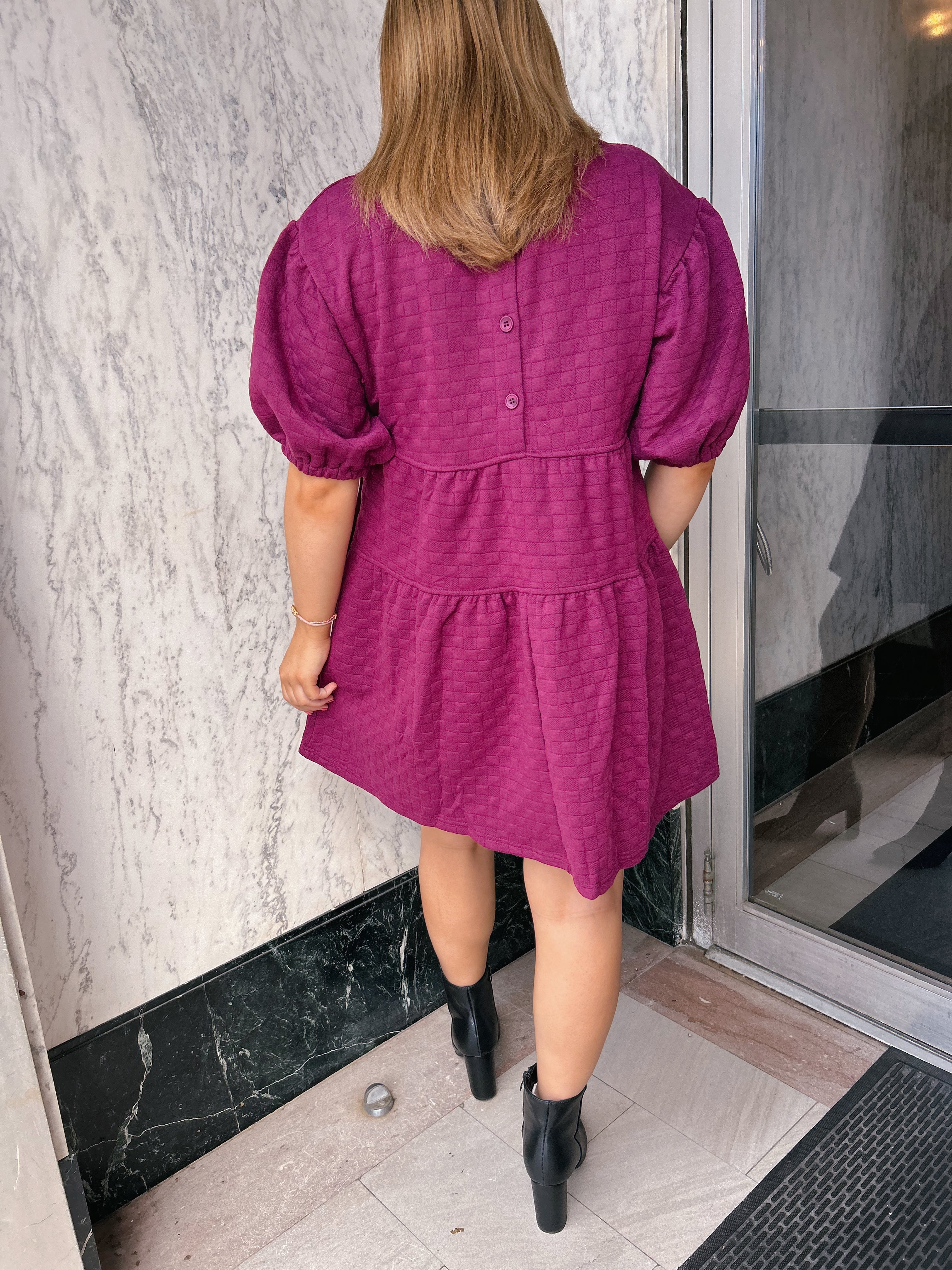 Dinner Ready Dress- Burgundy