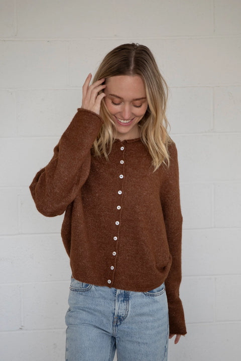 Core Cardigan- Brown | BubbaJane's Boutique