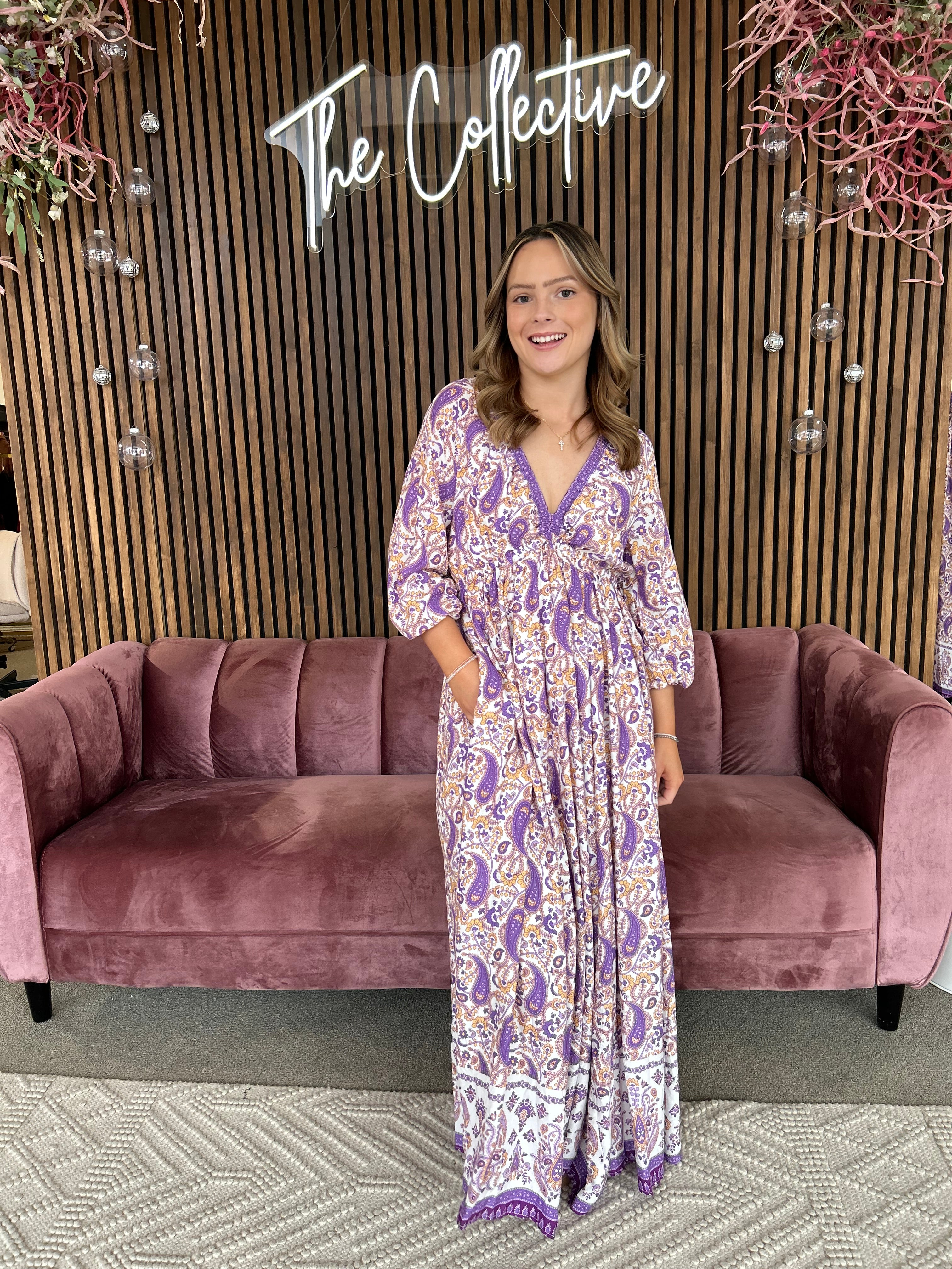 Purple Paisley Maxi Dress