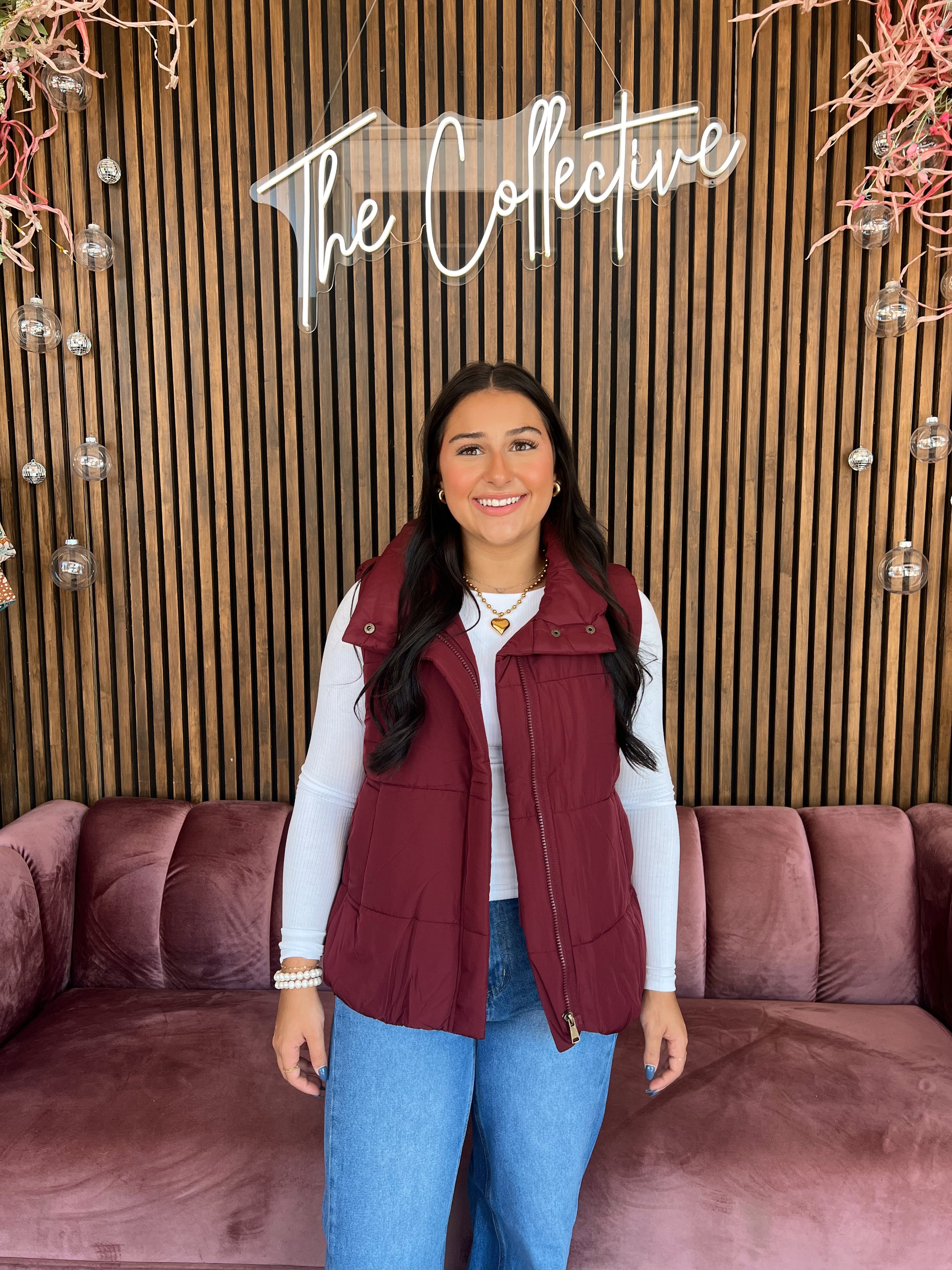 Puffer Vest- Burgundy