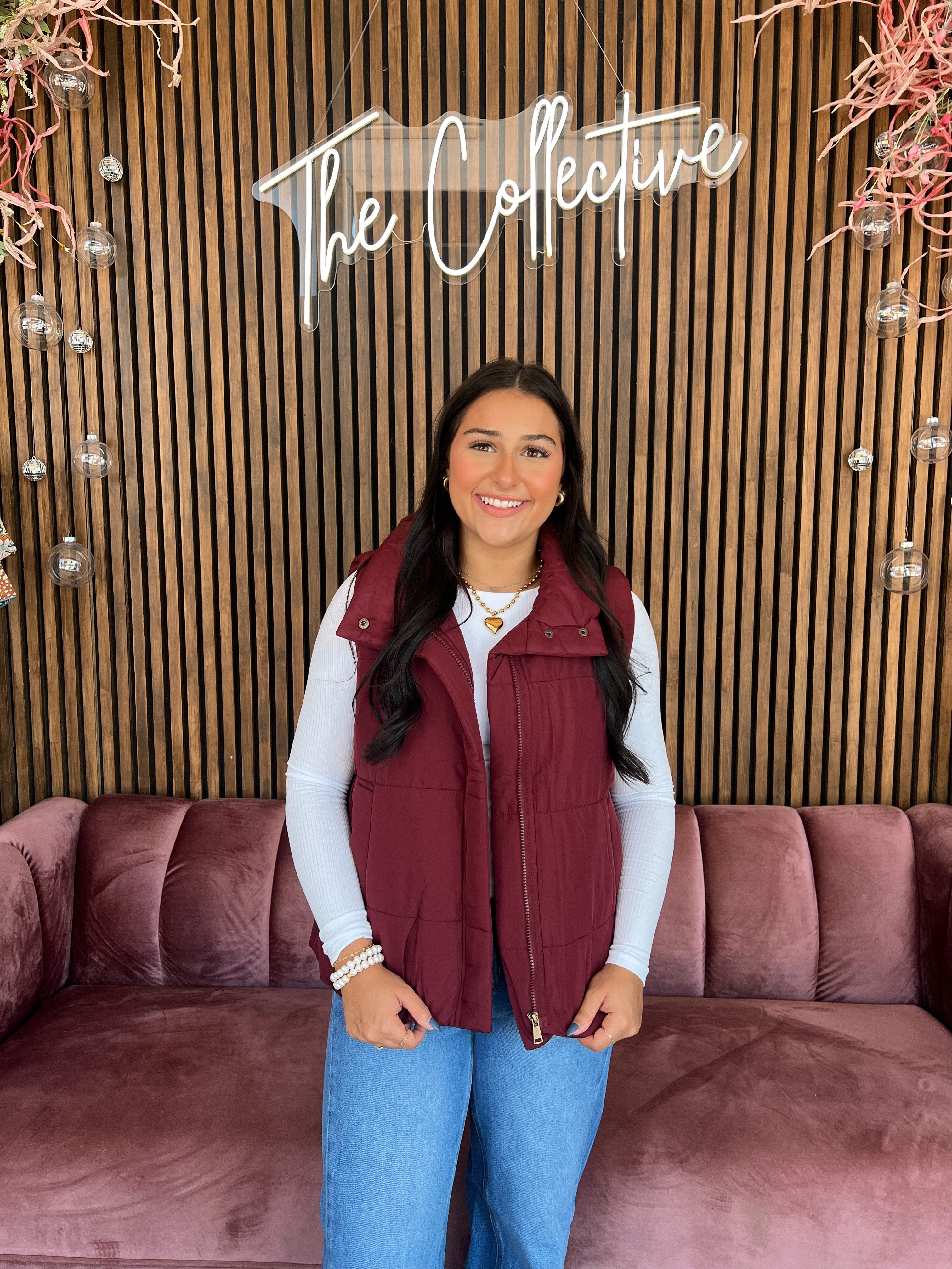 Puffer Vest- Burgundy
