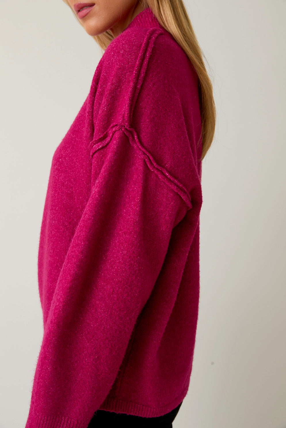 Fuchsia Mock Neck Sweater