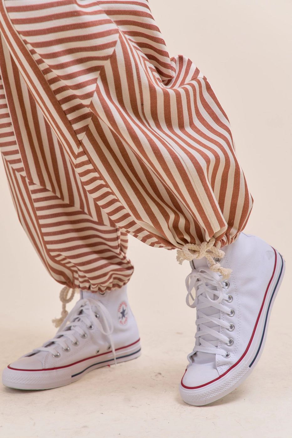 Pecan Stripe Barrel Pants