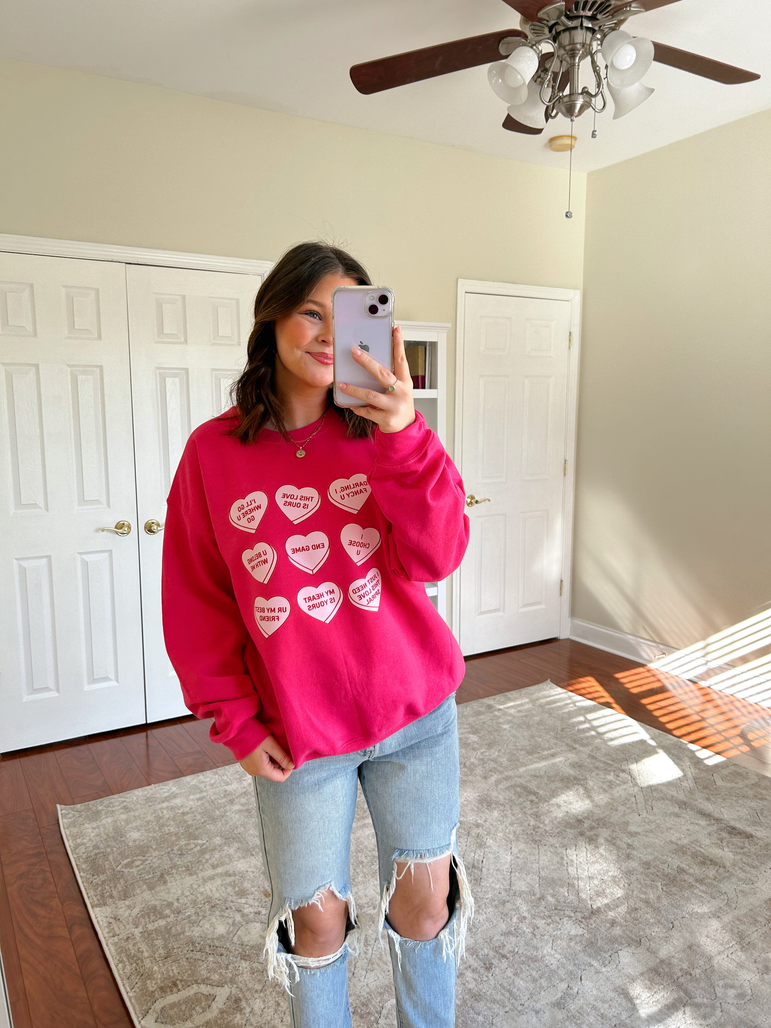 BJB Customs: T Swift Conversation Hearts Sweatshirt
