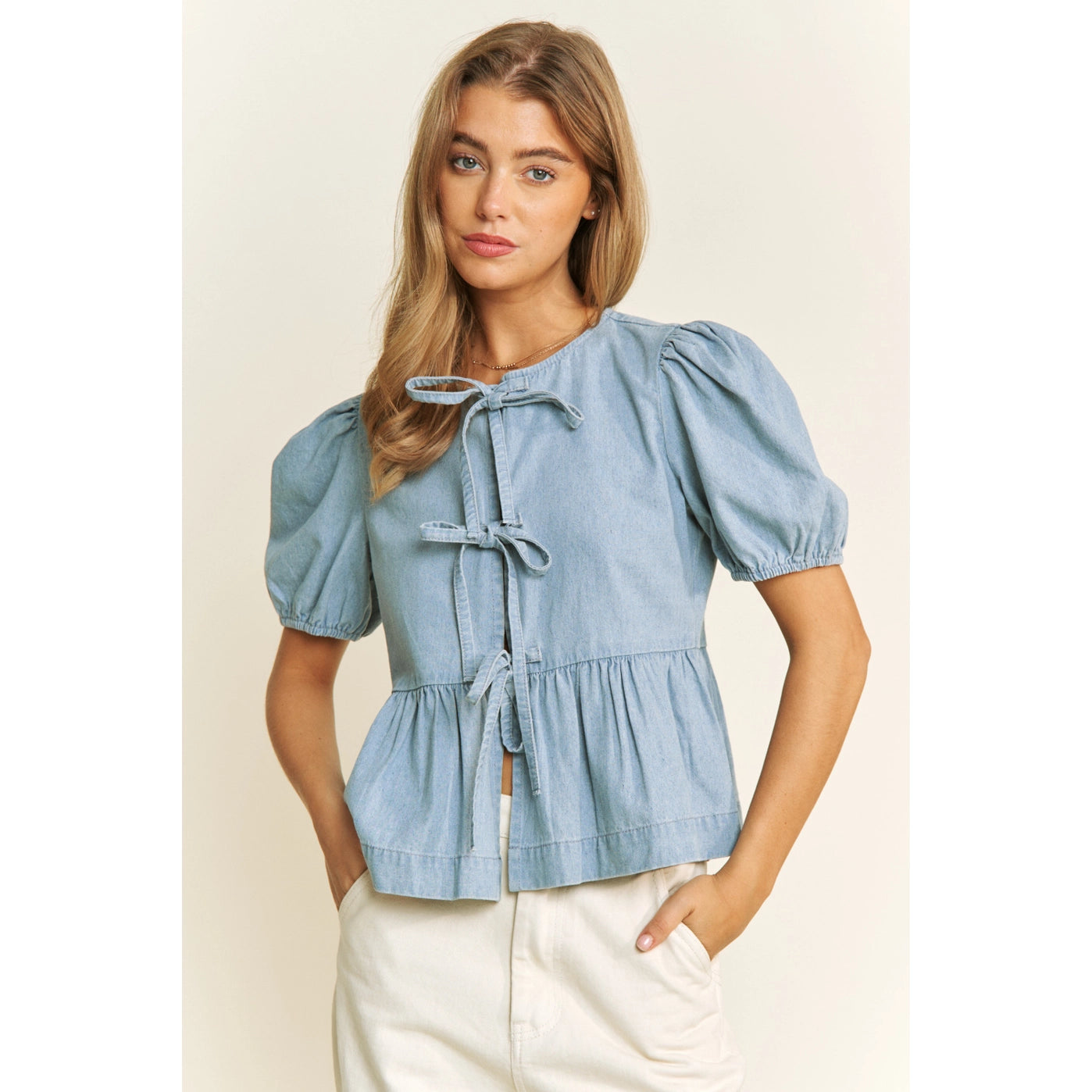 Denim Bow Top