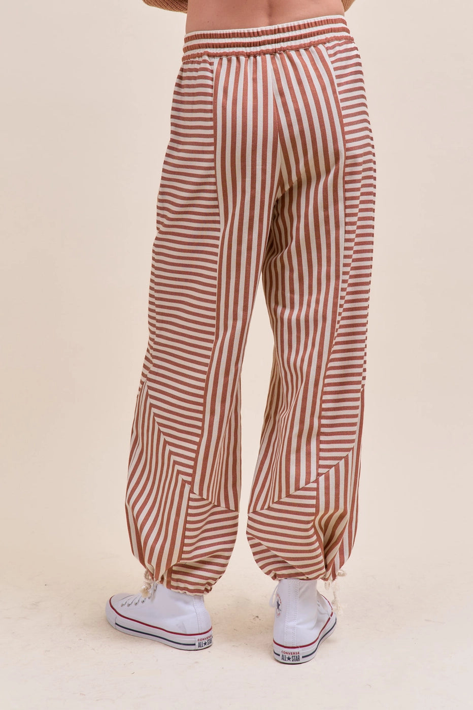 Pecan Stripe Barrel Pants