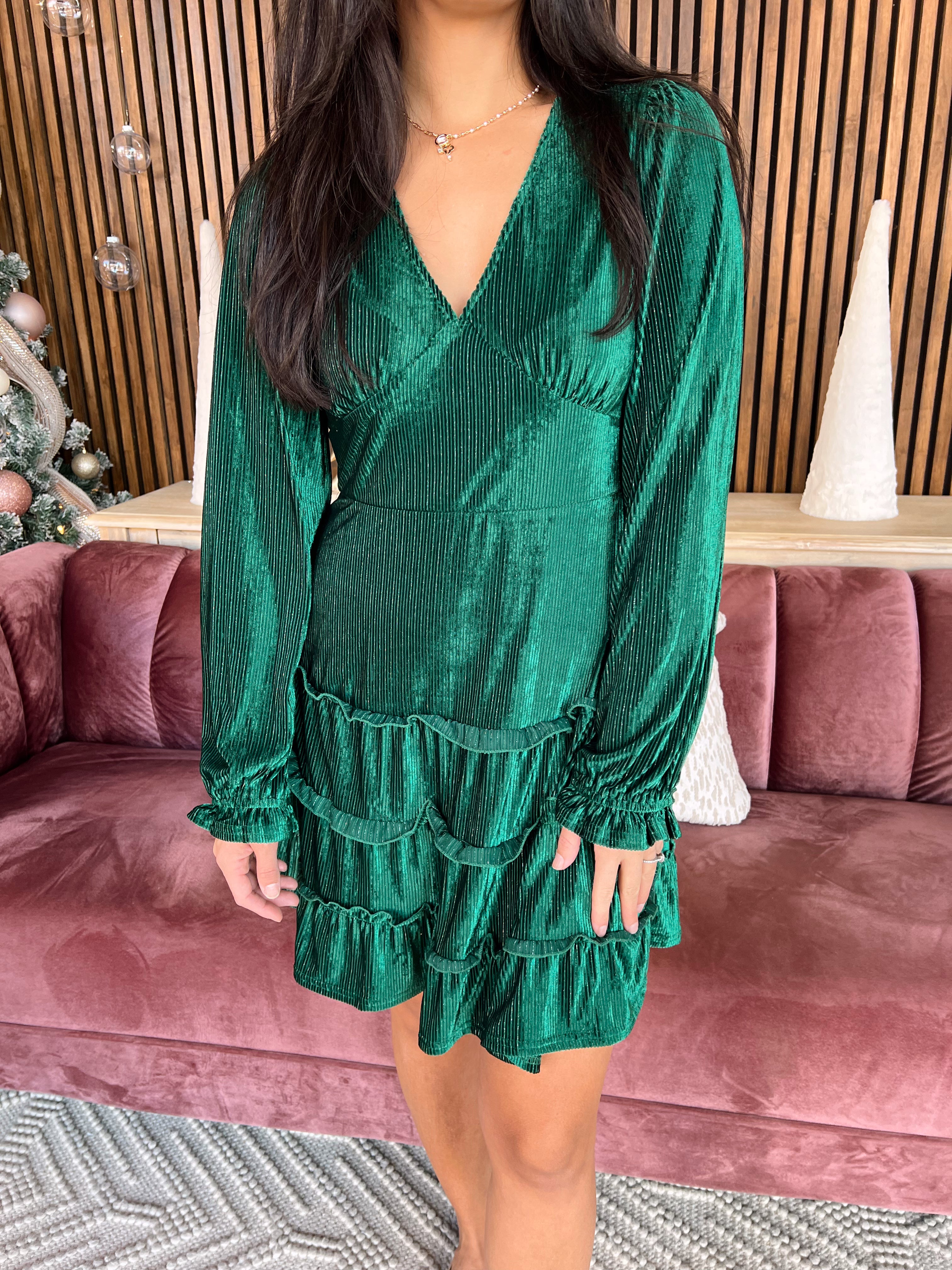 Green Velvet Dress