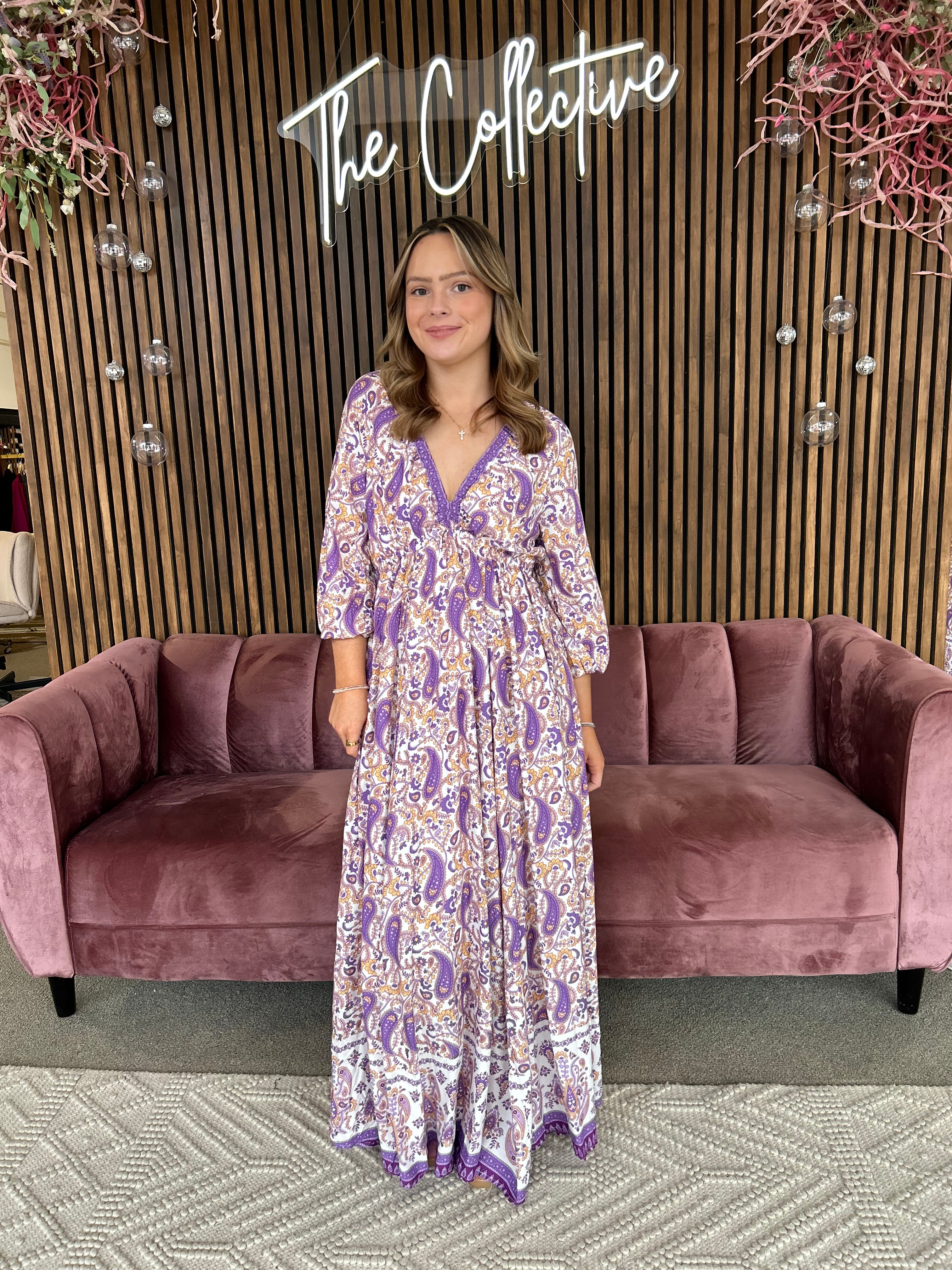 Purple Paisley Maxi Dress
