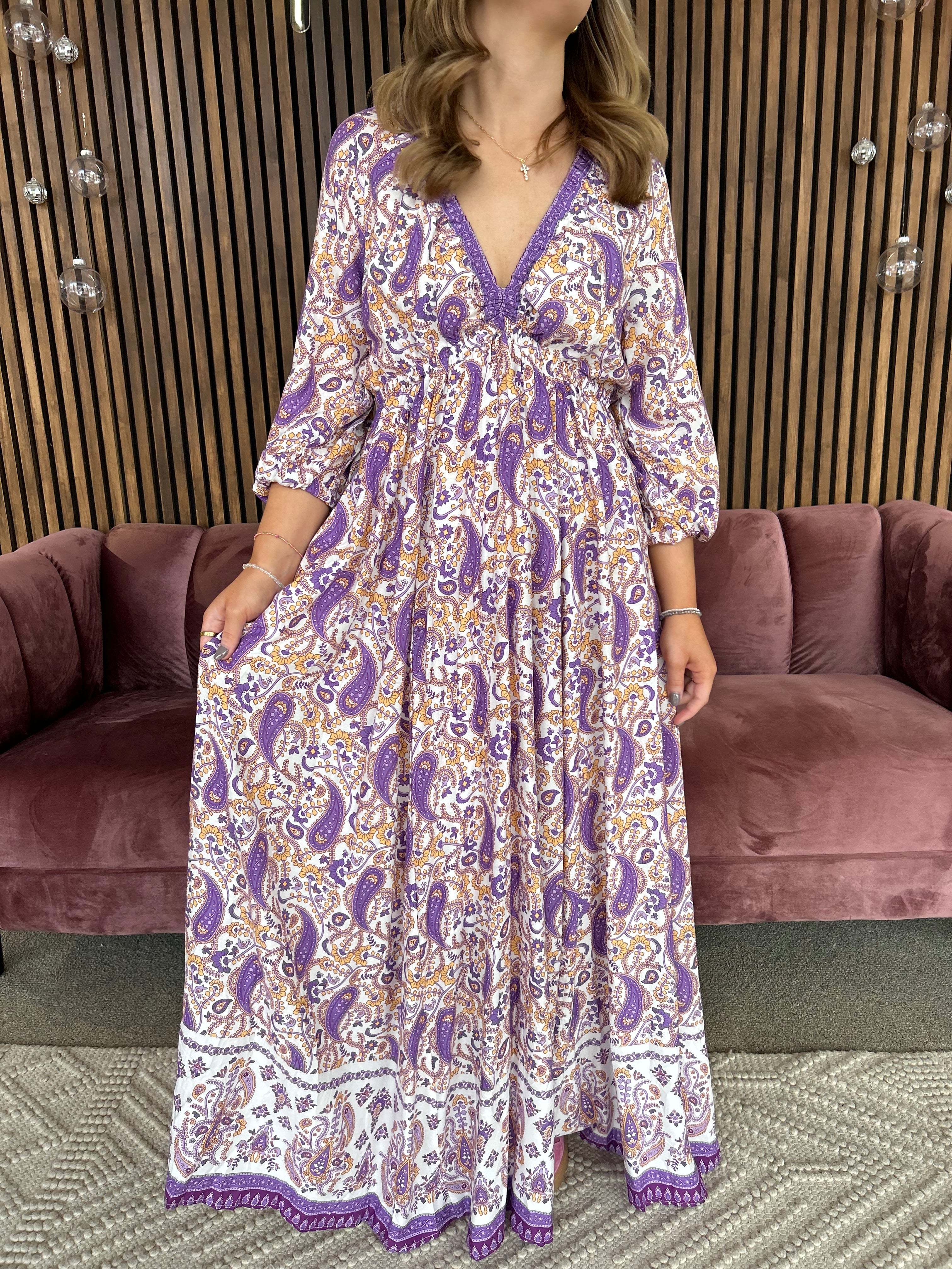 Purple Paisley Maxi Dress